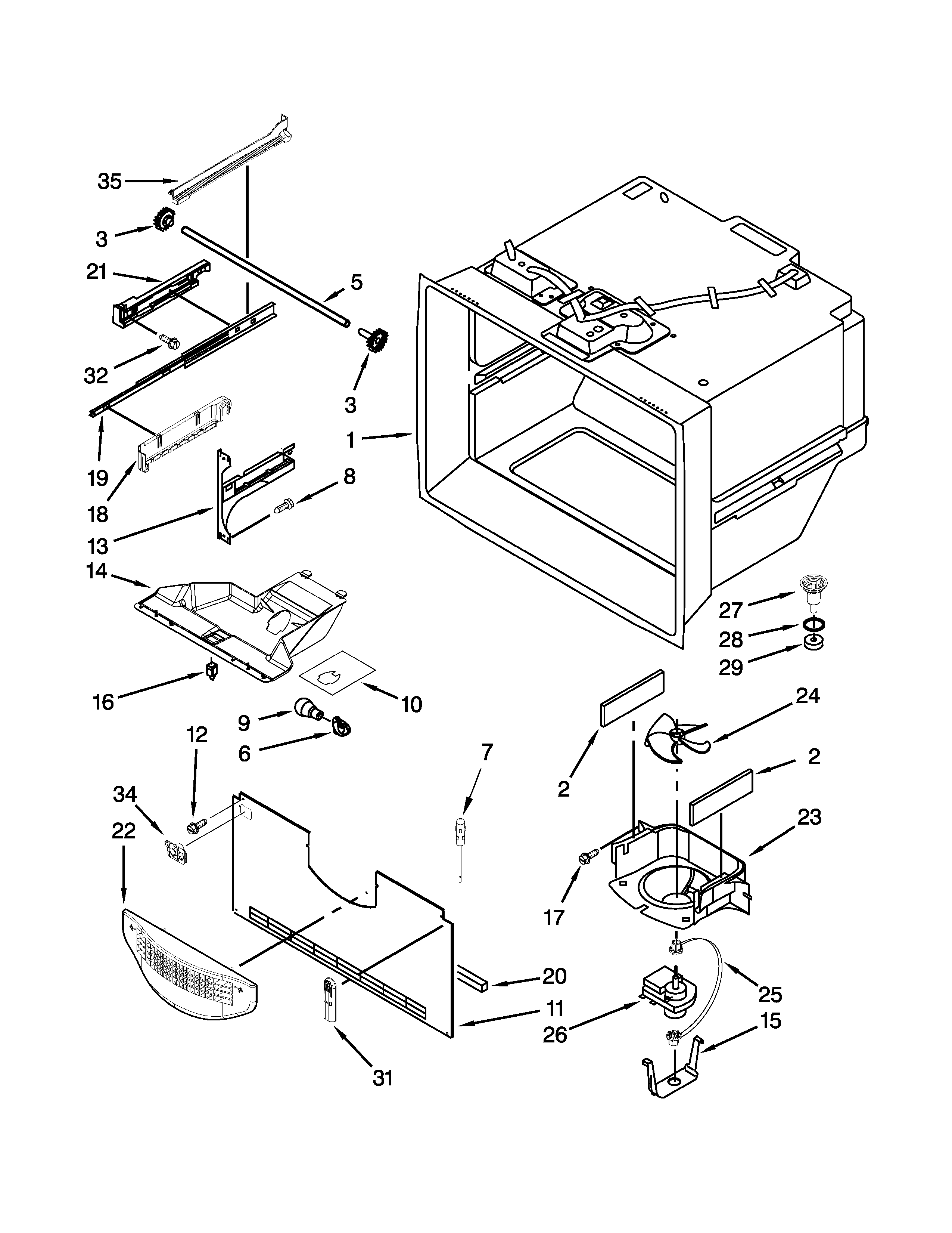 KitchenAid KBRS22KCMS00 freezer liner parts diagram