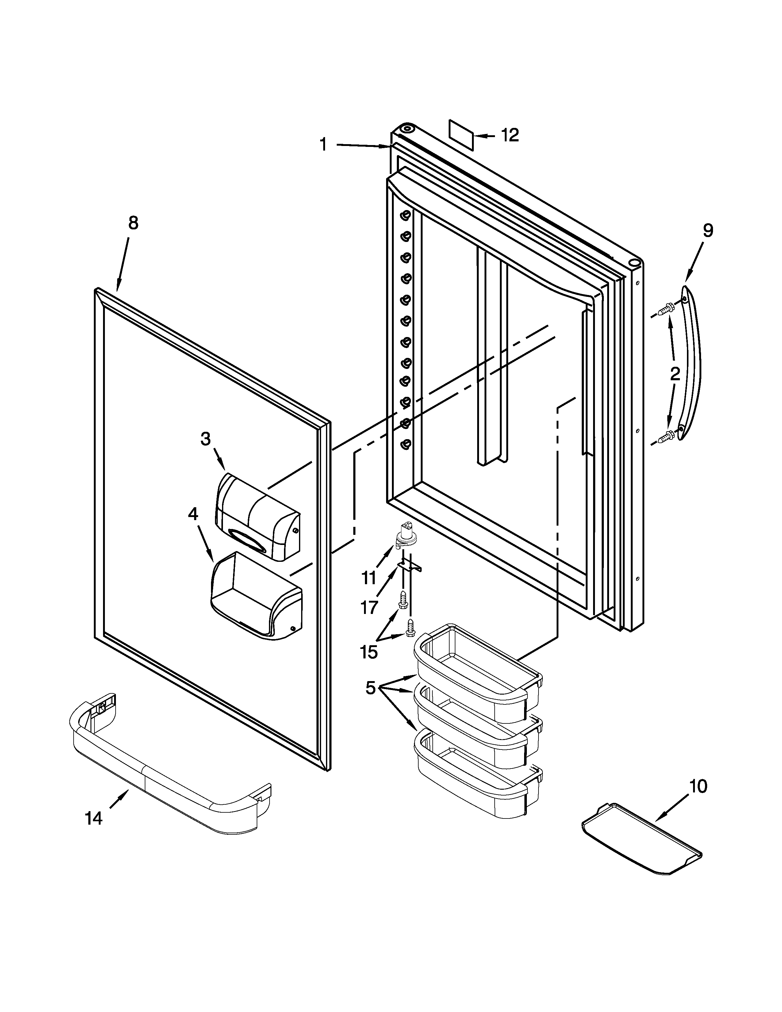 KitchenAid KBRS22KCMS00 refrigerator door parts diagram