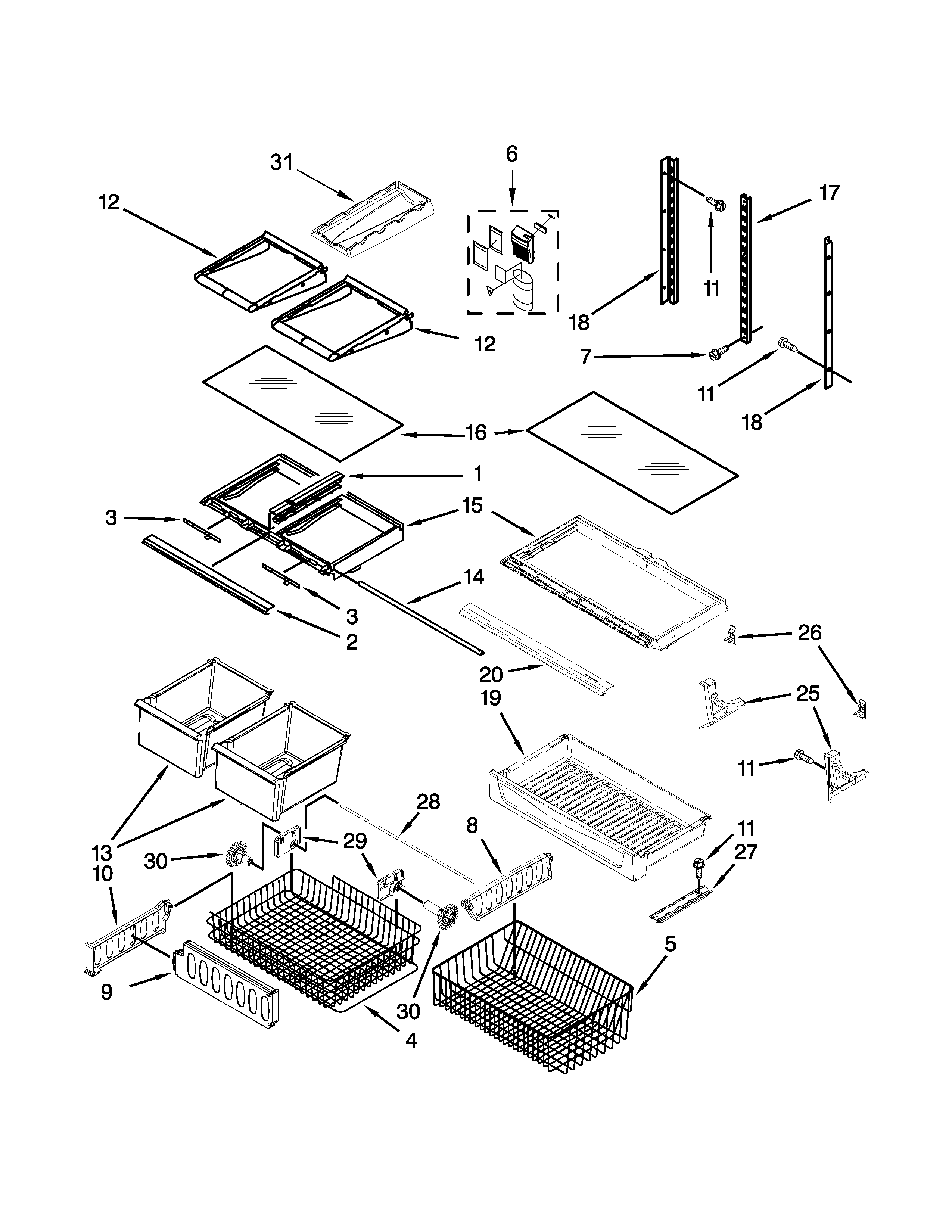 KitchenAid KBRS22KCMS00 shelf parts diagram
