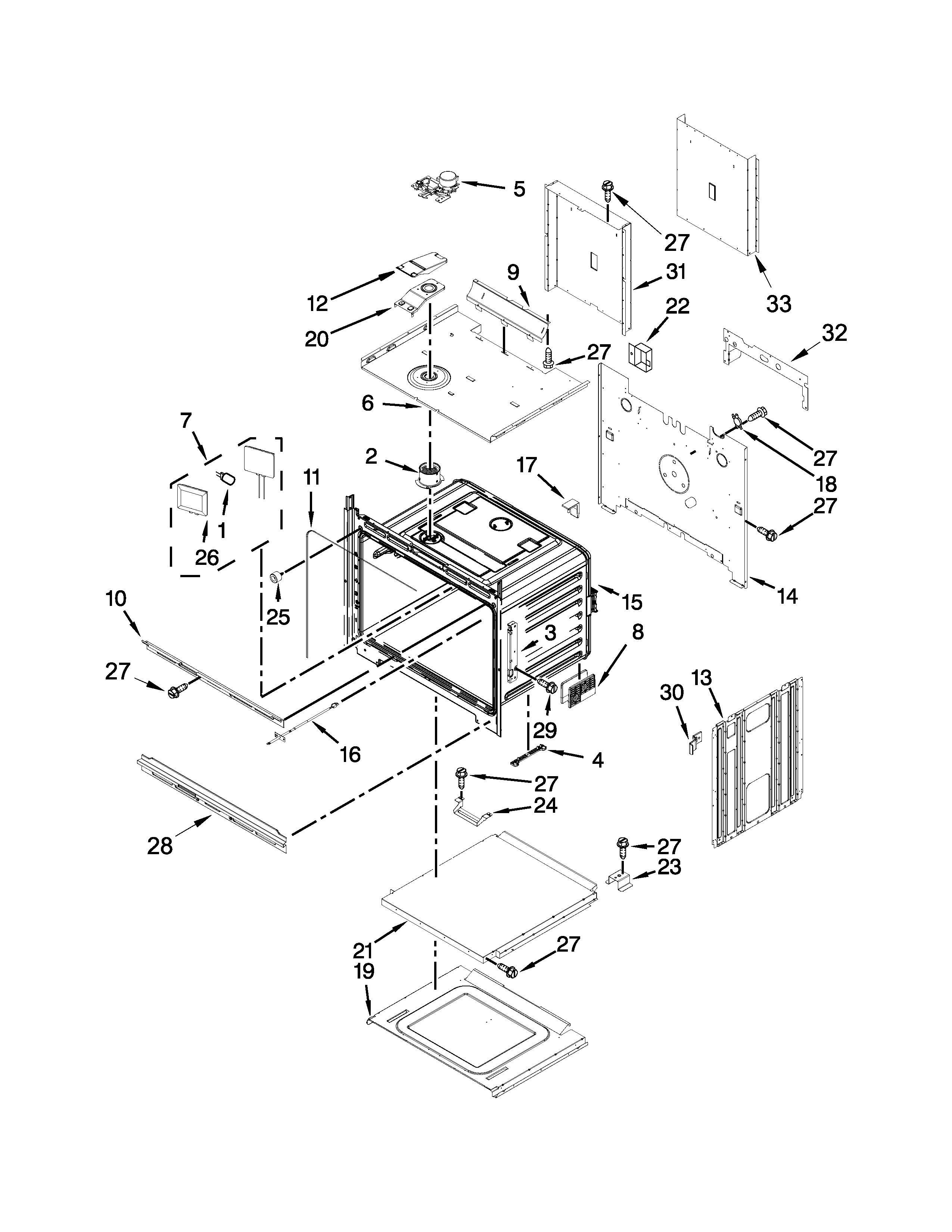 KitchenAid KEBS209BWH00 upper oven parts diagram