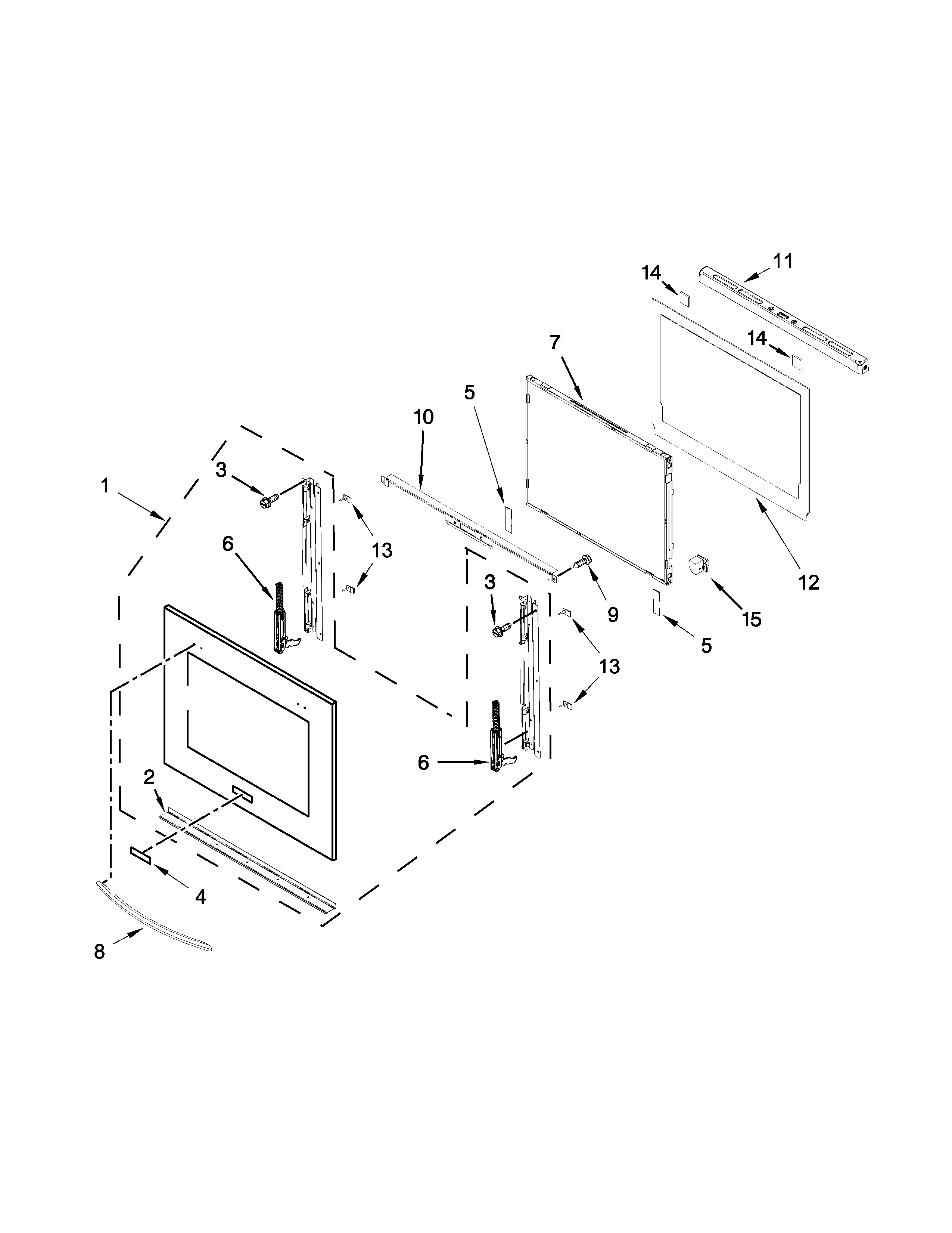 KitchenAid KEBS209BWH00 lower oven door parts diagram
