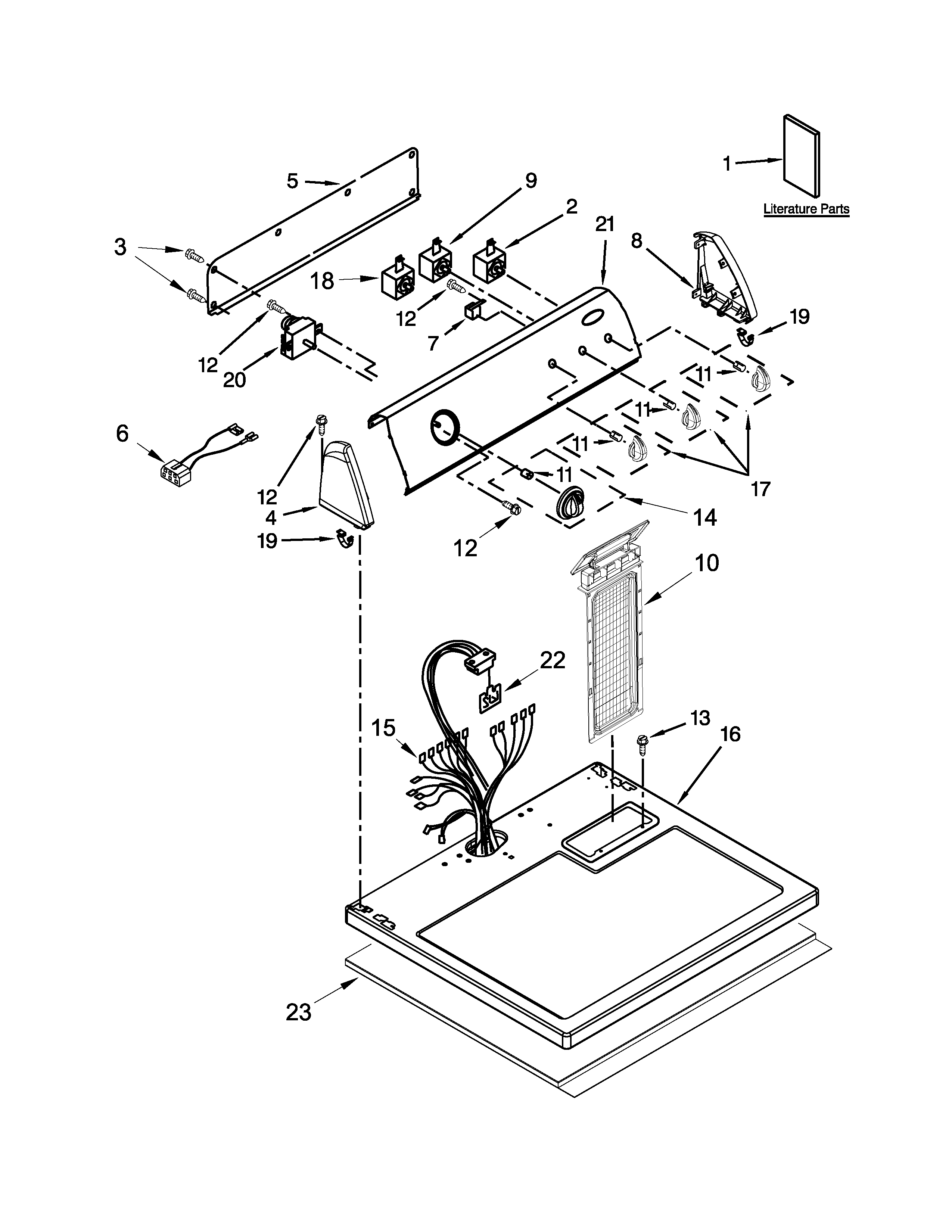 Whirlpool YWED4900XW2 top and console parts diagram