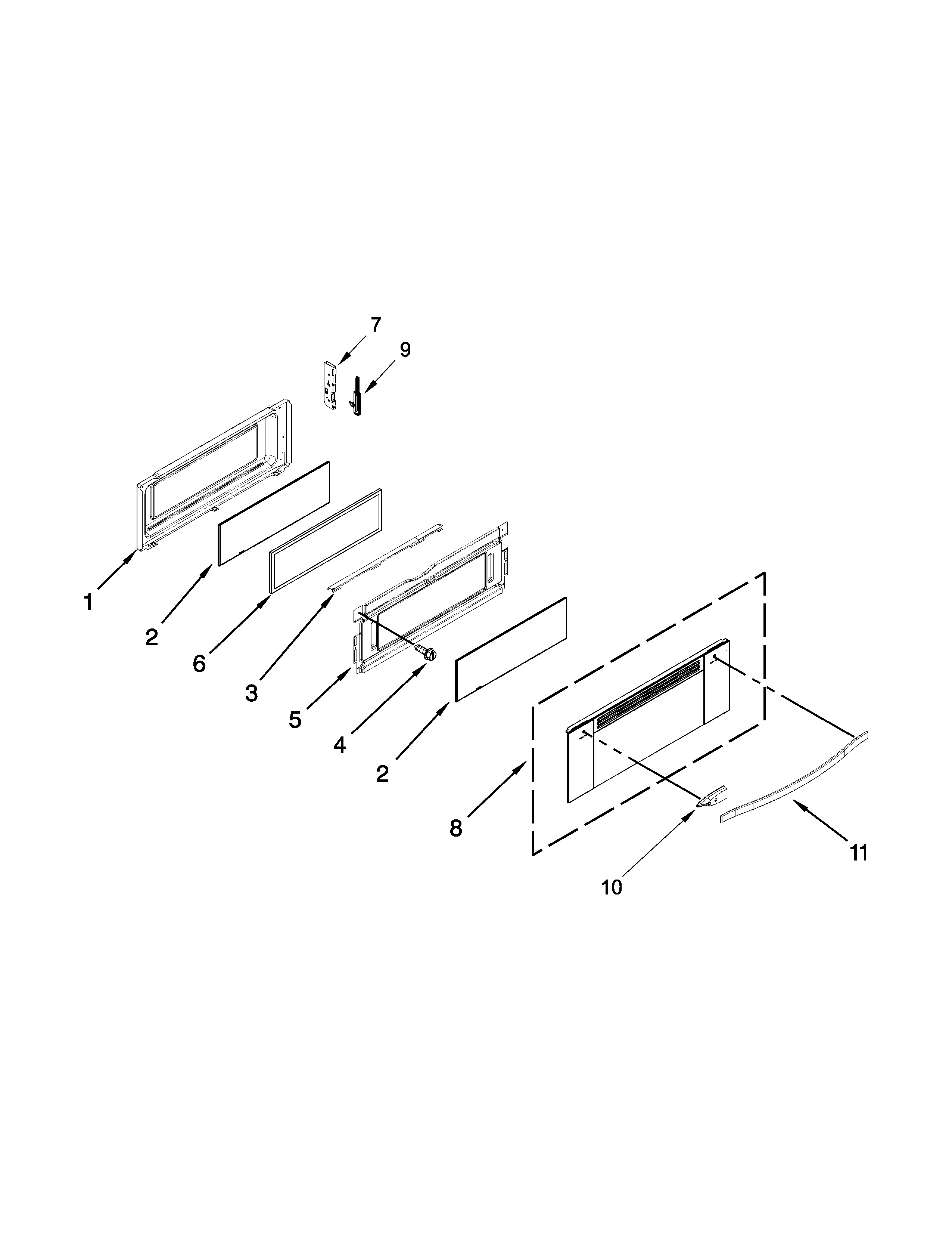 Whirlpool WGG755S0BE01 upper door parts diagram