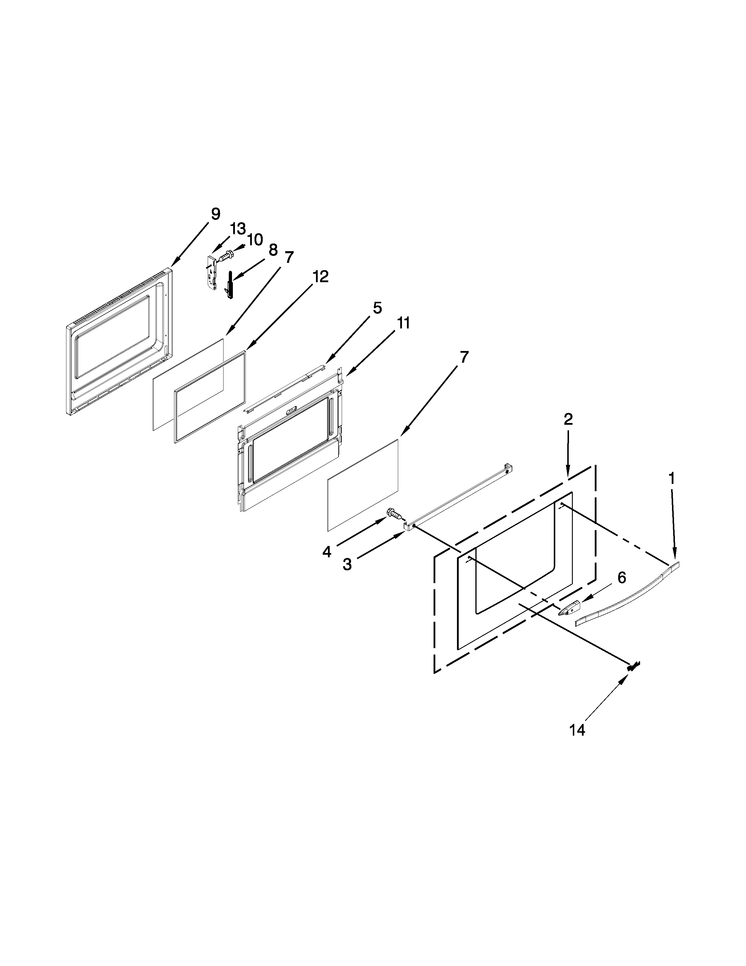 Whirlpool WGG755S0BE01 lower door parts diagram