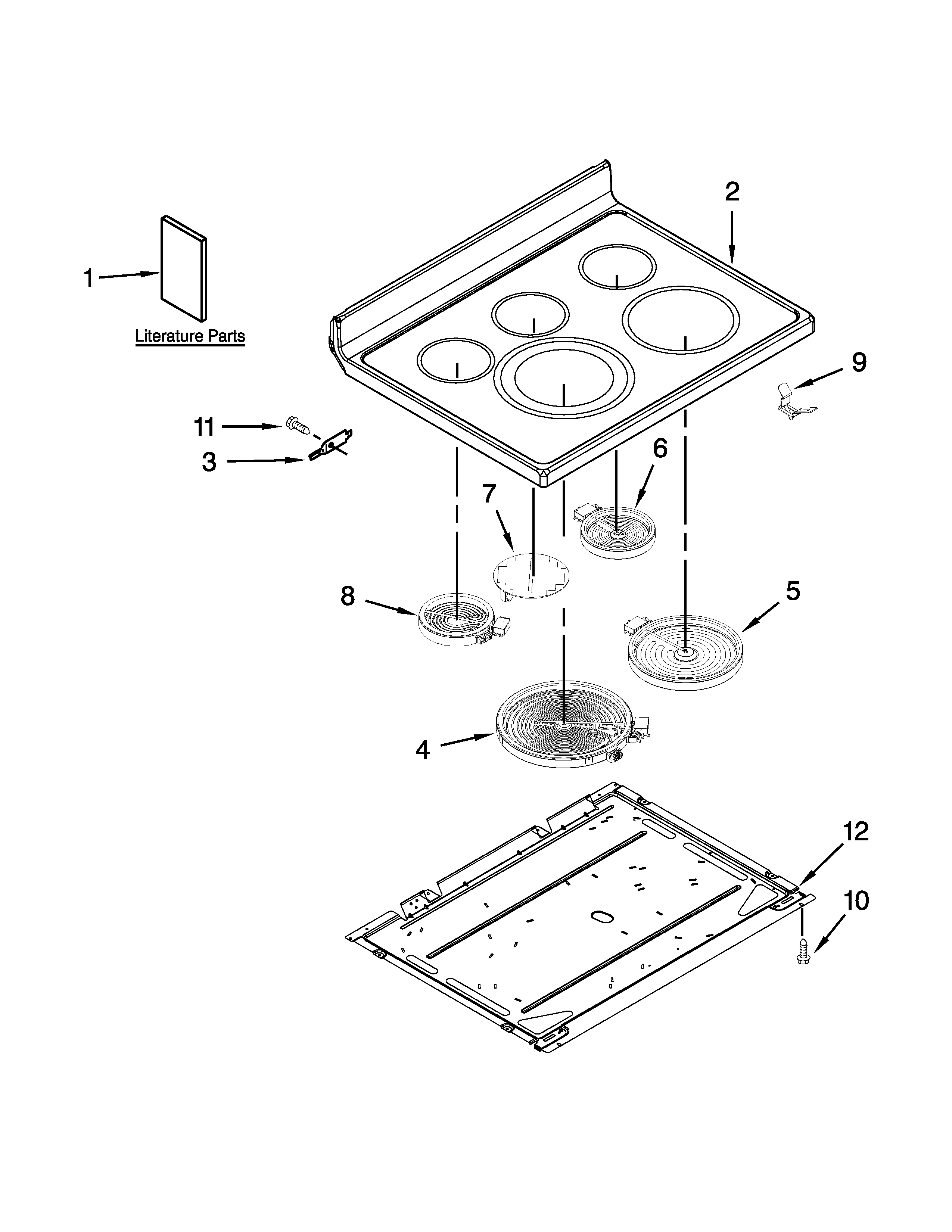 KitchenAid KERS202BWH0 cooktop parts diagram