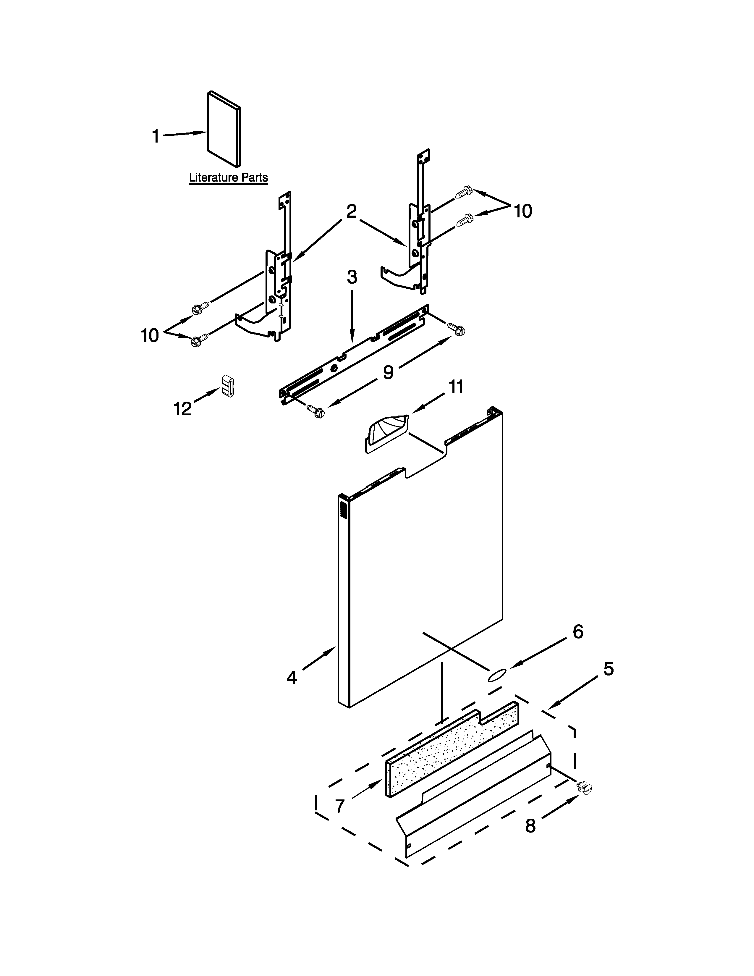 Whirlpool WDF730PAYM6 door and panel parts diagram