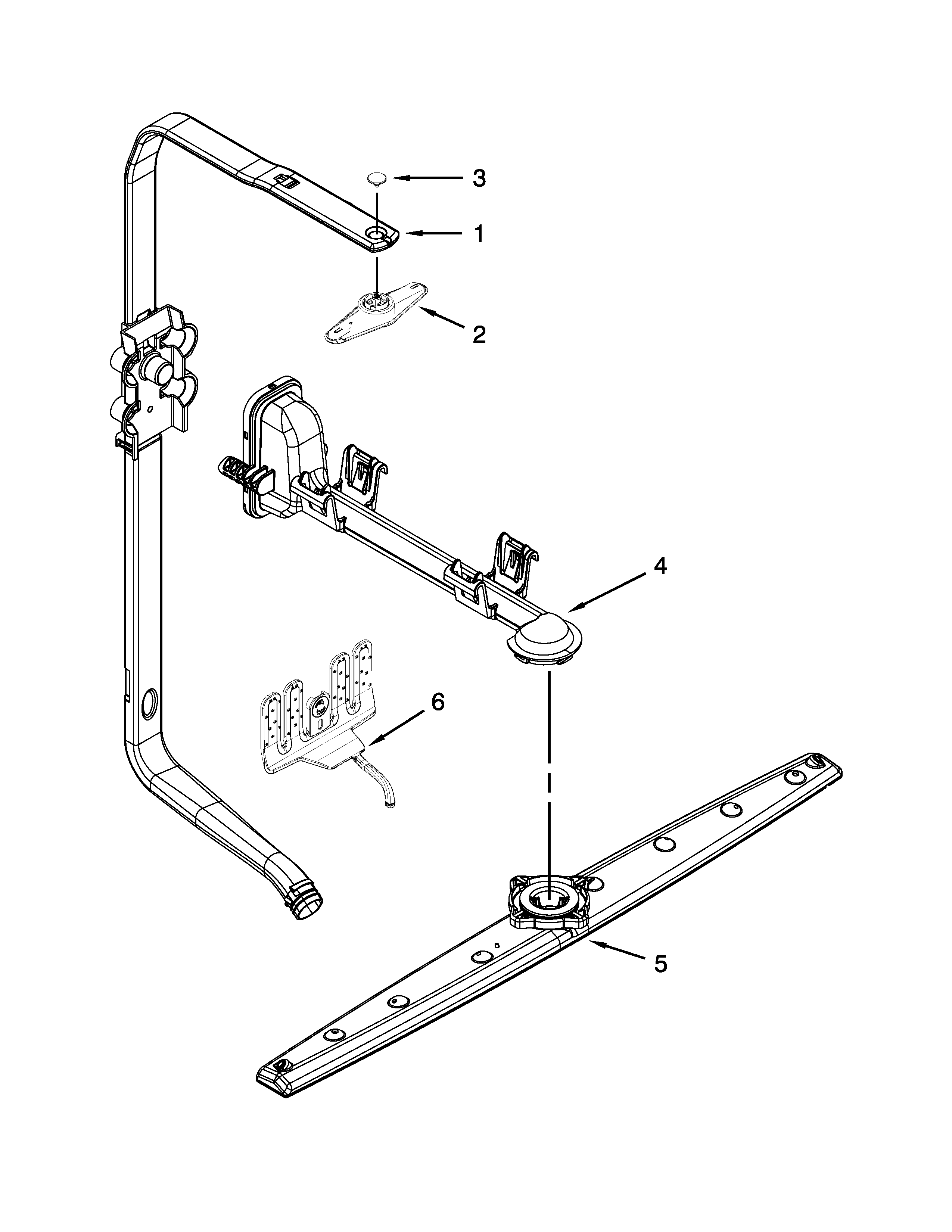 Whirlpool WDF730PAYM6 upper wash and rinse parts diagram