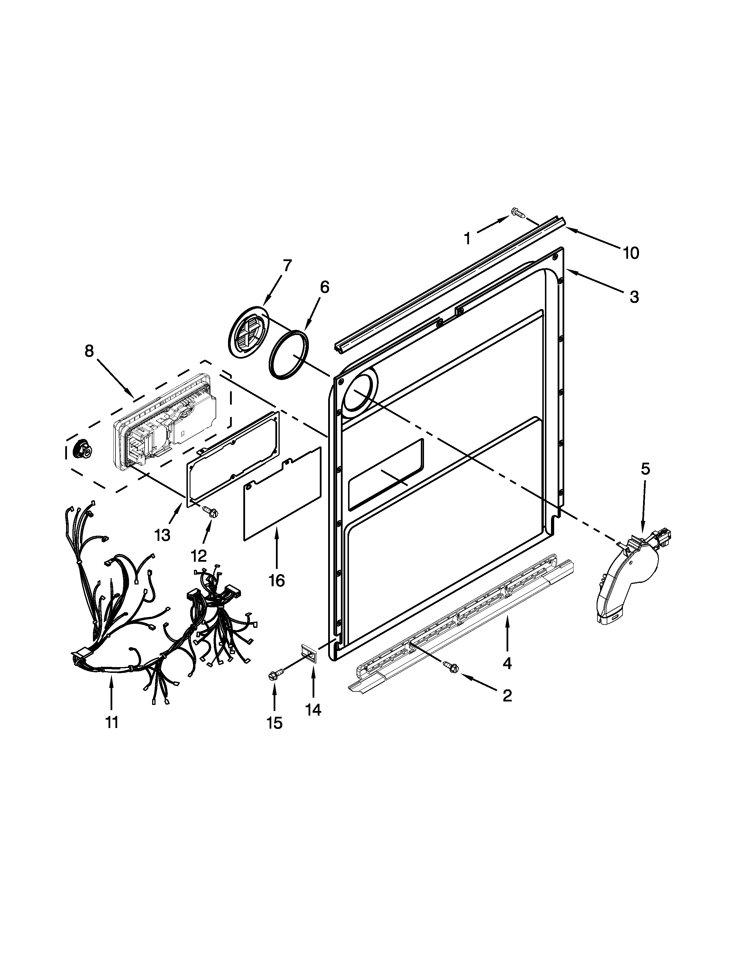 KitchenAid KUDS30IXBL3 inner door parts diagram