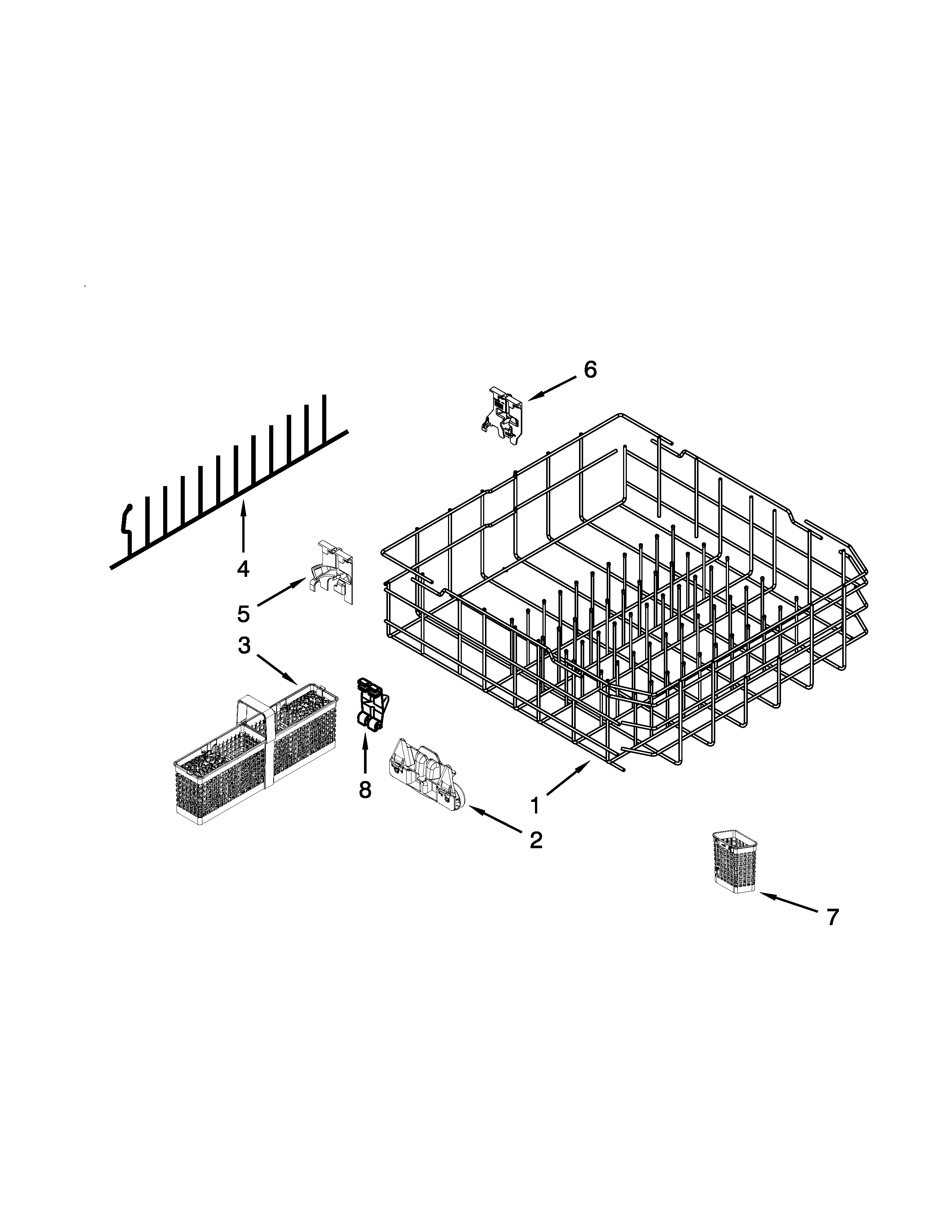 KitchenAid KUDS30IXBL3 lower rack parts diagram