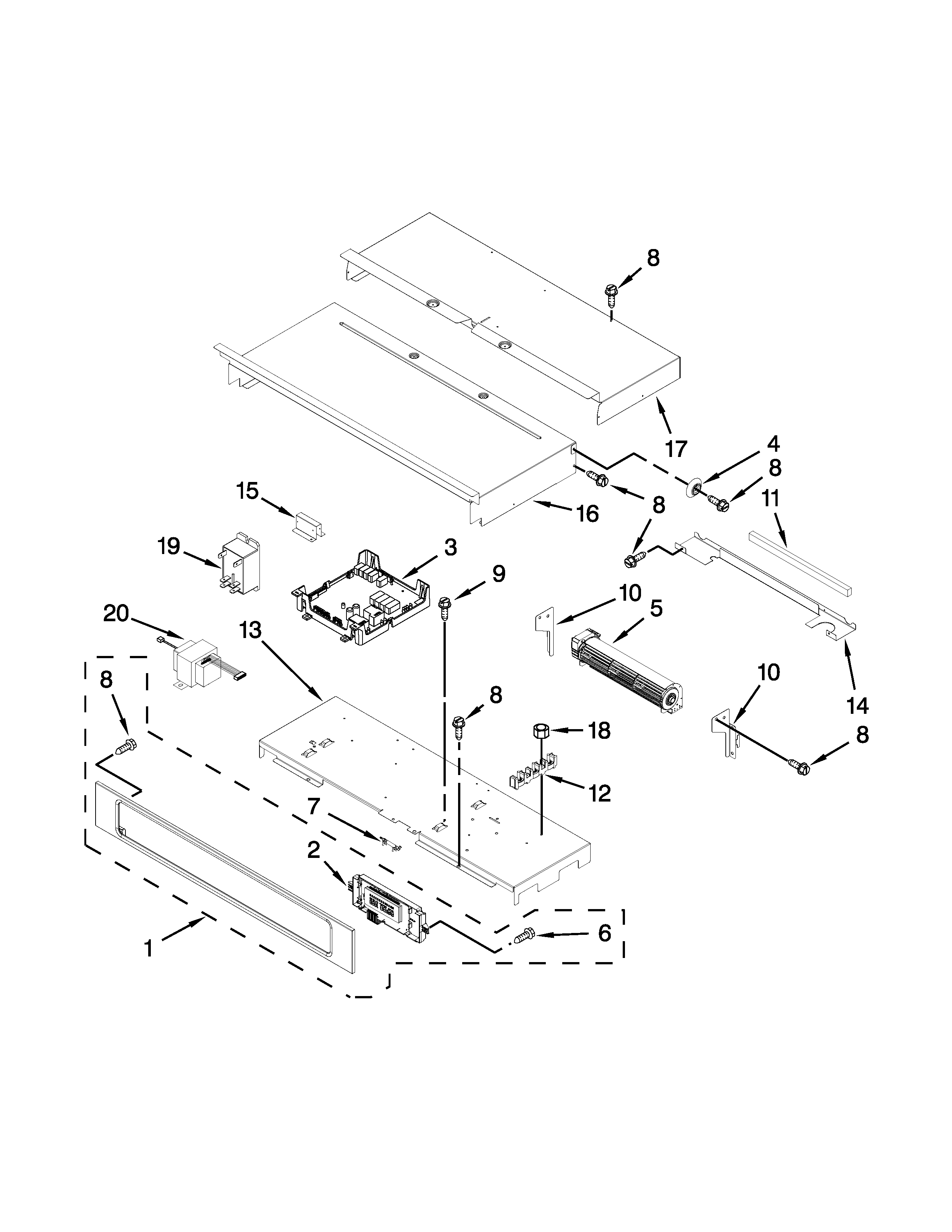 KitchenAid KEBS179BBL01 control panel parts diagram