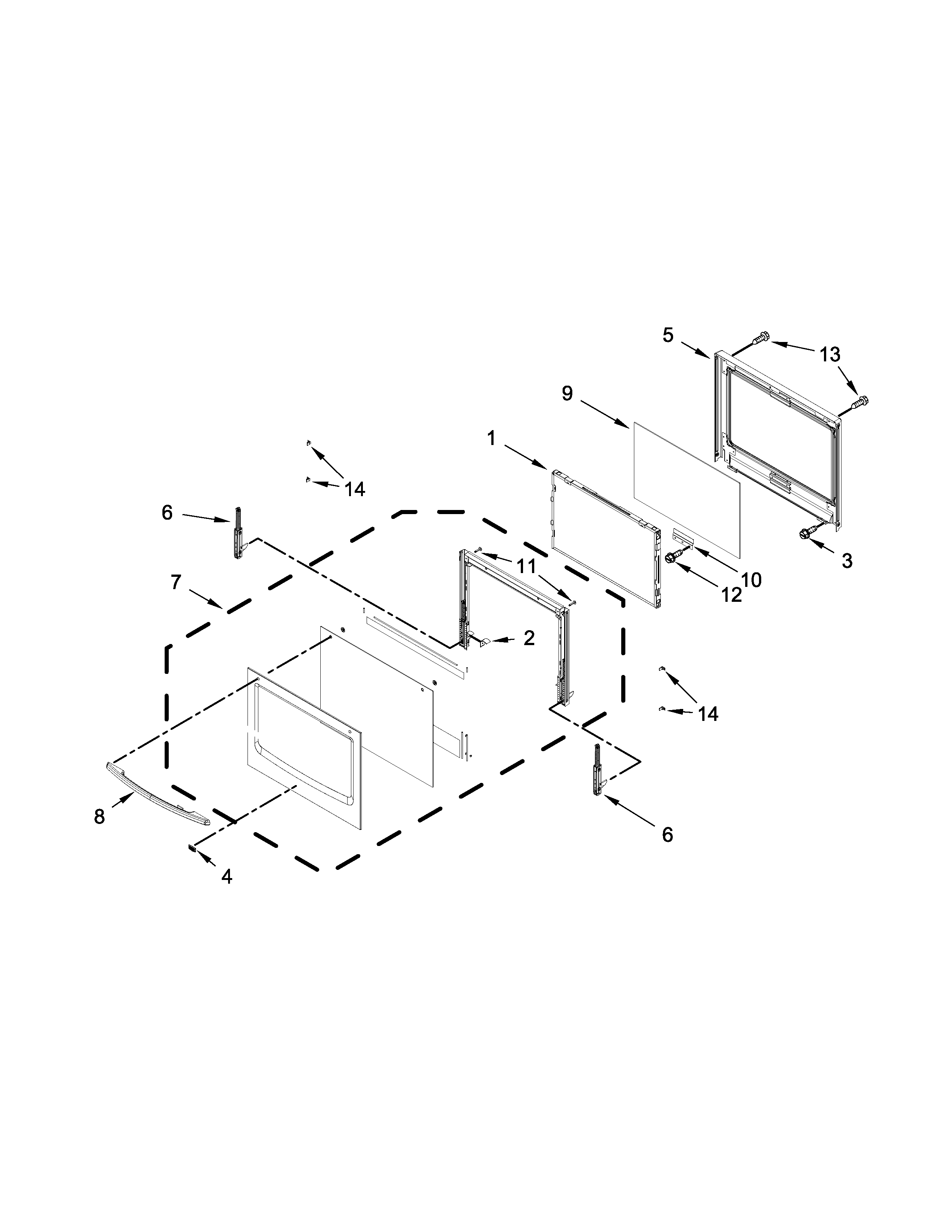Maytag MEW7627AS02 lower oven door parts diagram