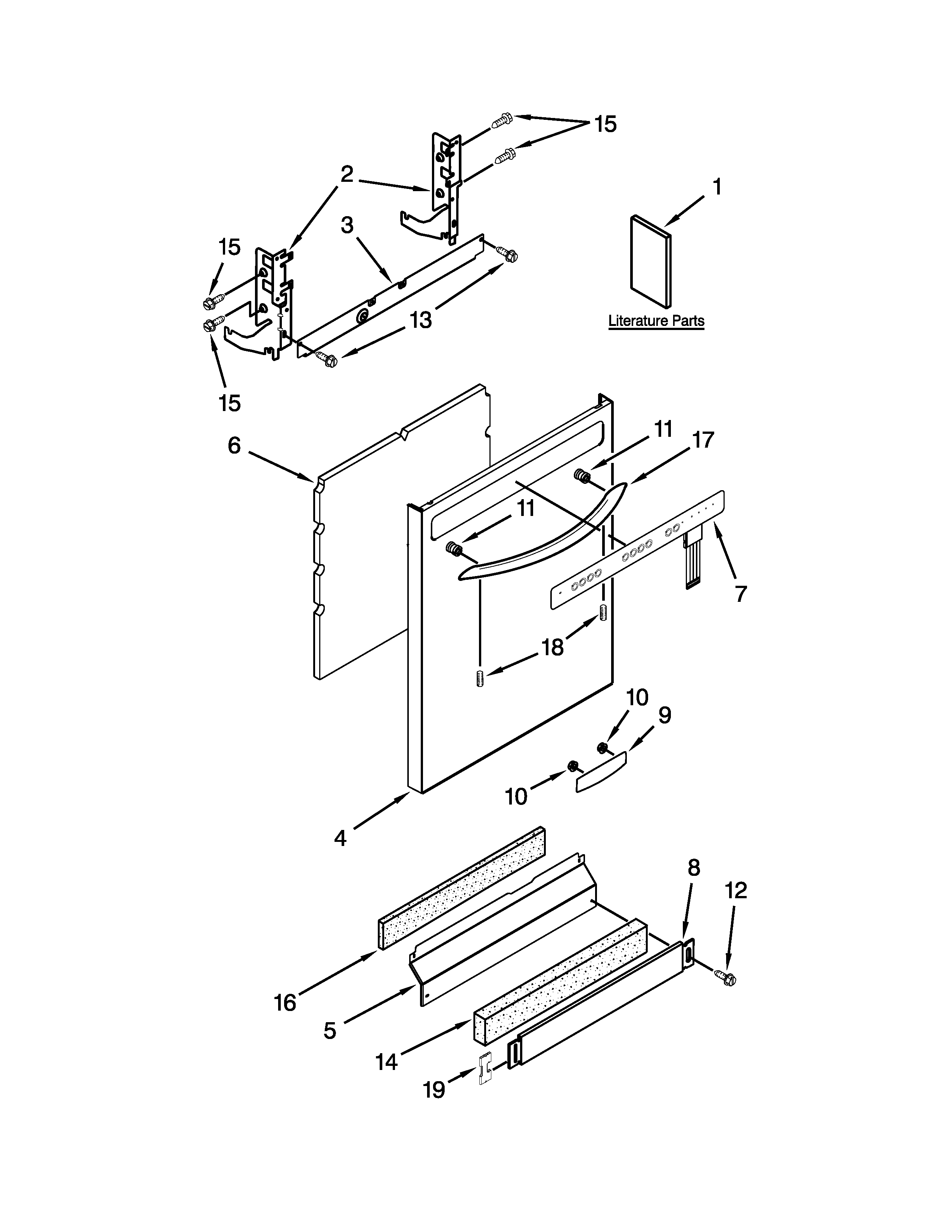 KitchenAid KUDW03CTSS0 door panel parts diagram