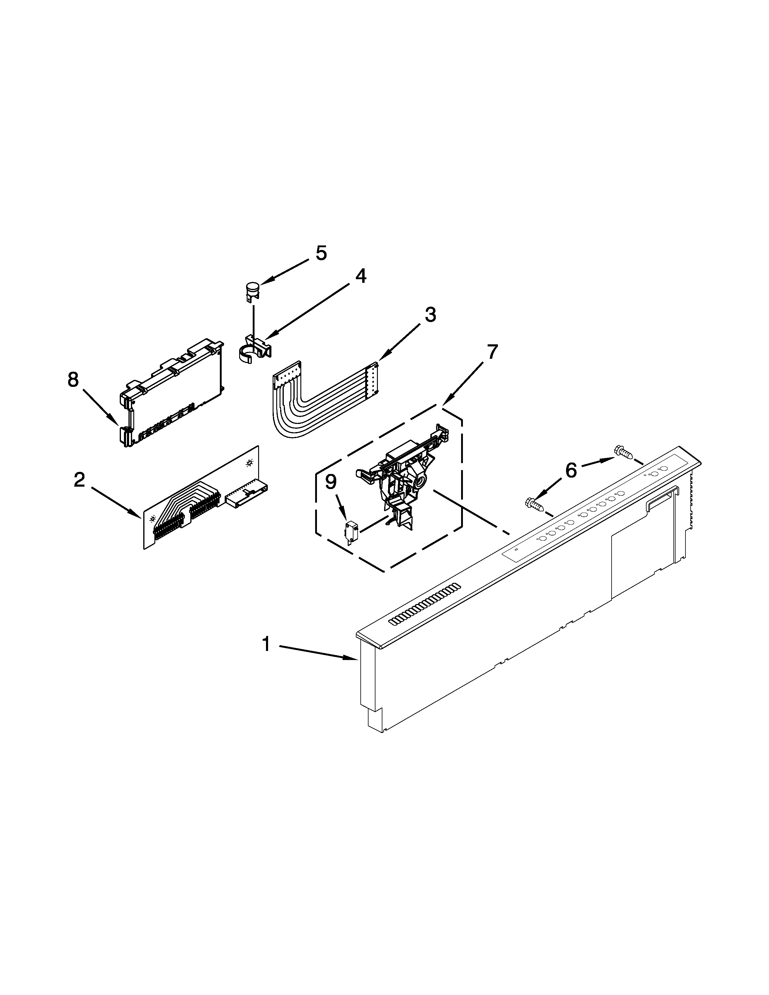 KitchenAid KUDW03CTSS0 control panel parts diagram