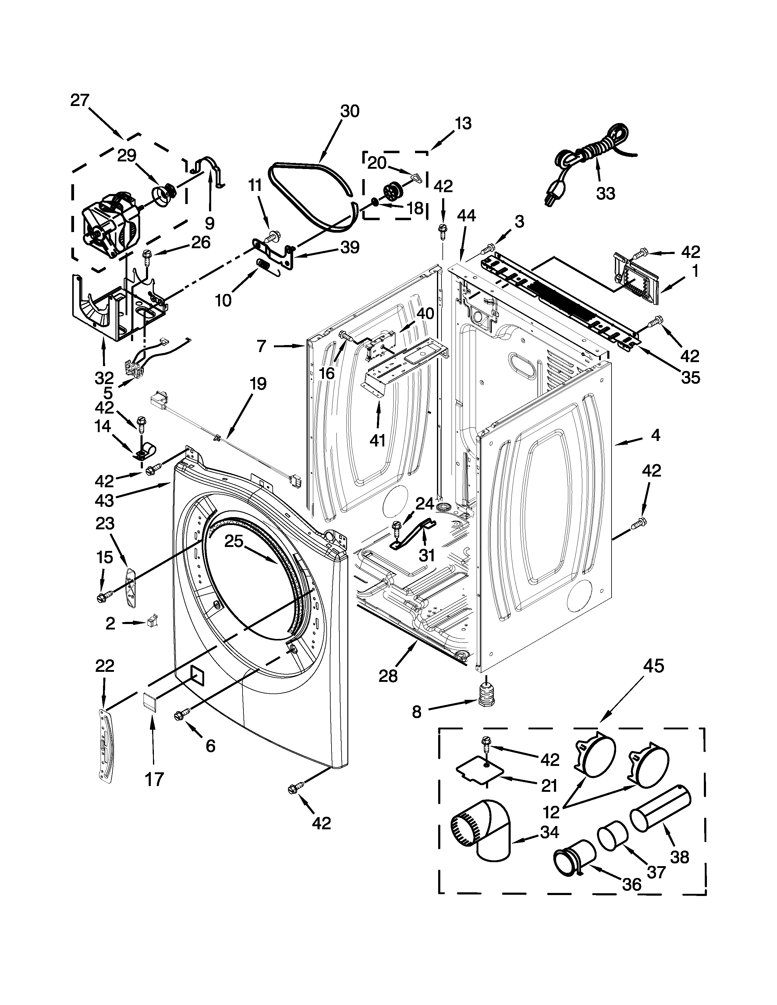 Whirlpool WGD88HEAW0 cabinet parts diagram