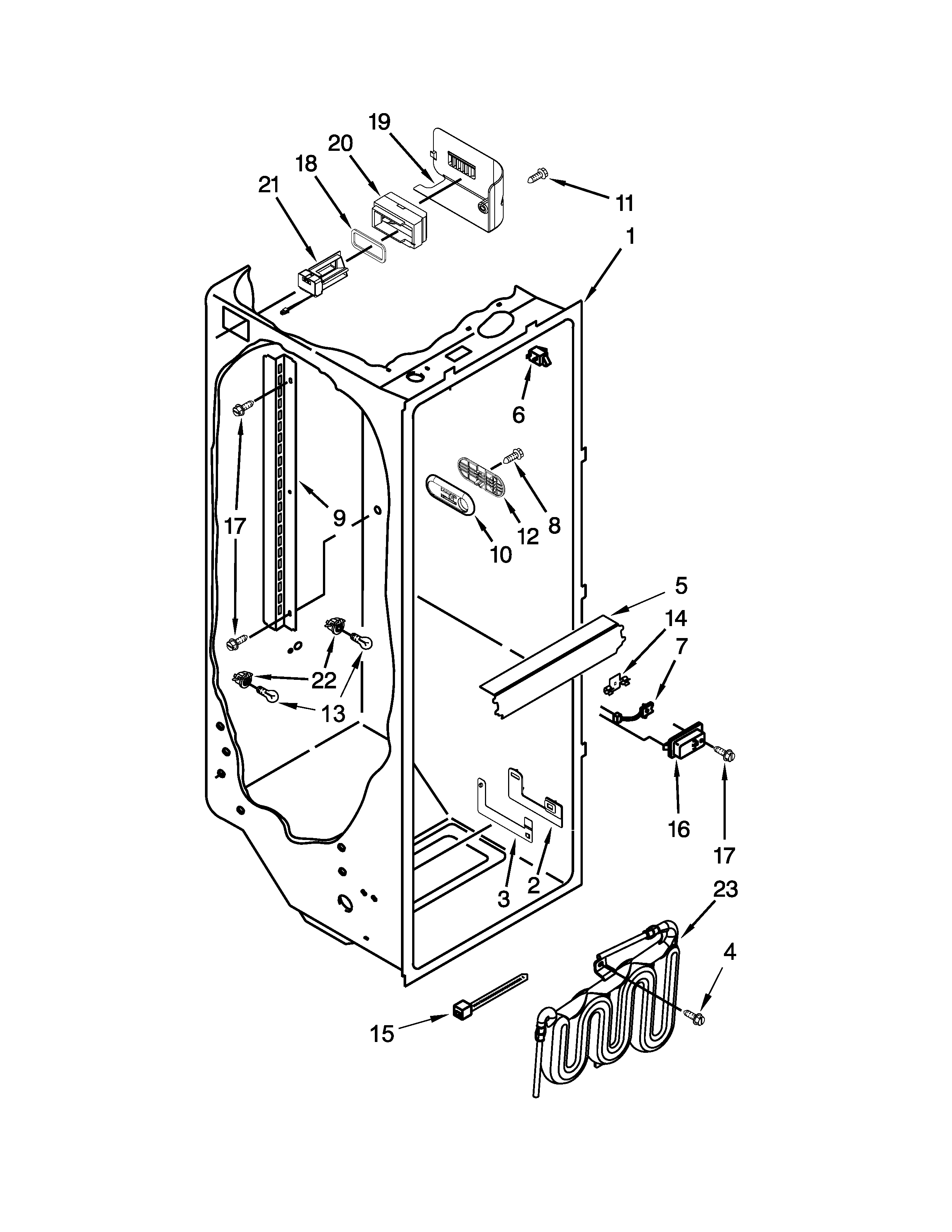 Jenn-Air JCD2395WES01 refrigerator liner parts diagram