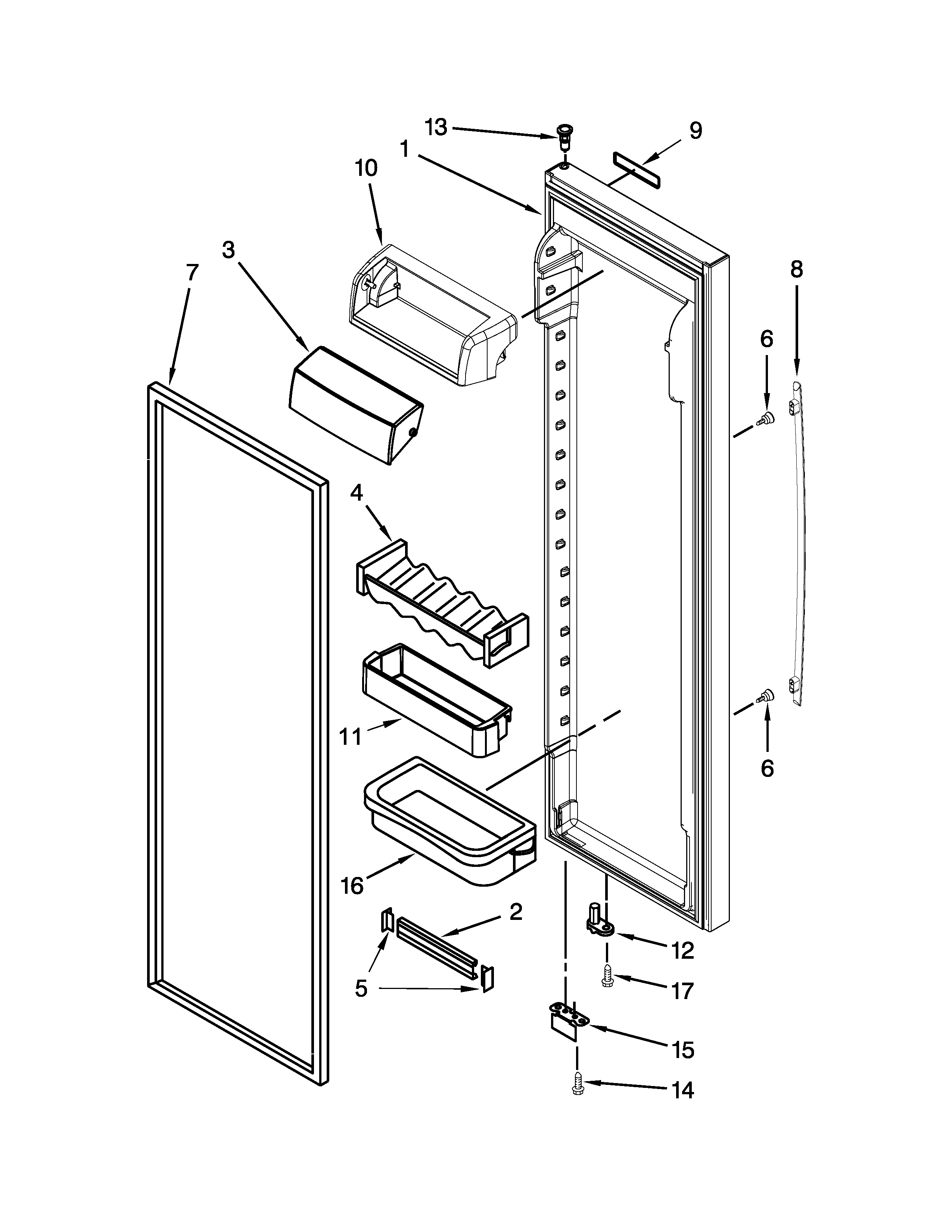 Jenn-Air JCD2395WES01 refrigerator door parts diagram