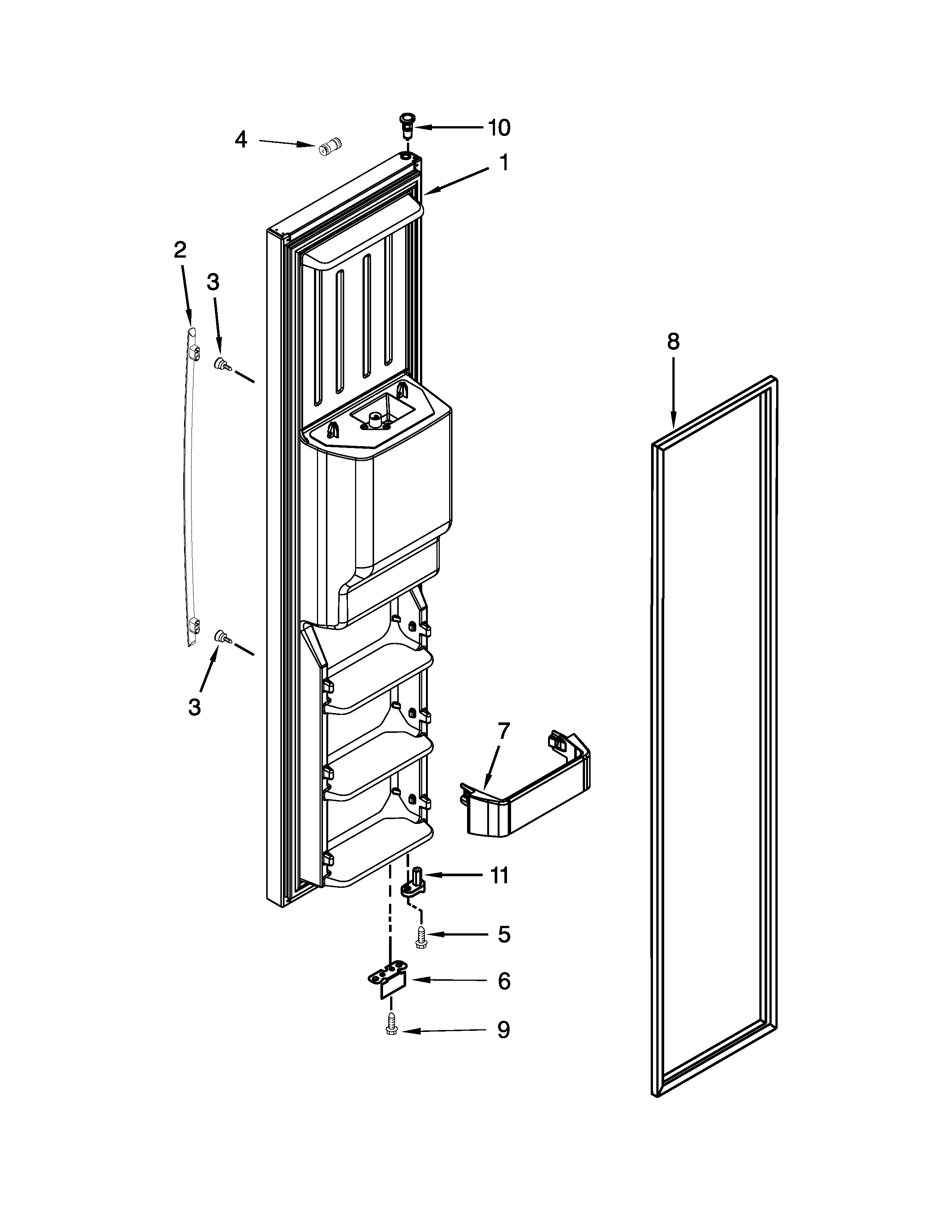 Jenn-Air JCD2395WES01 freezer door parts diagram