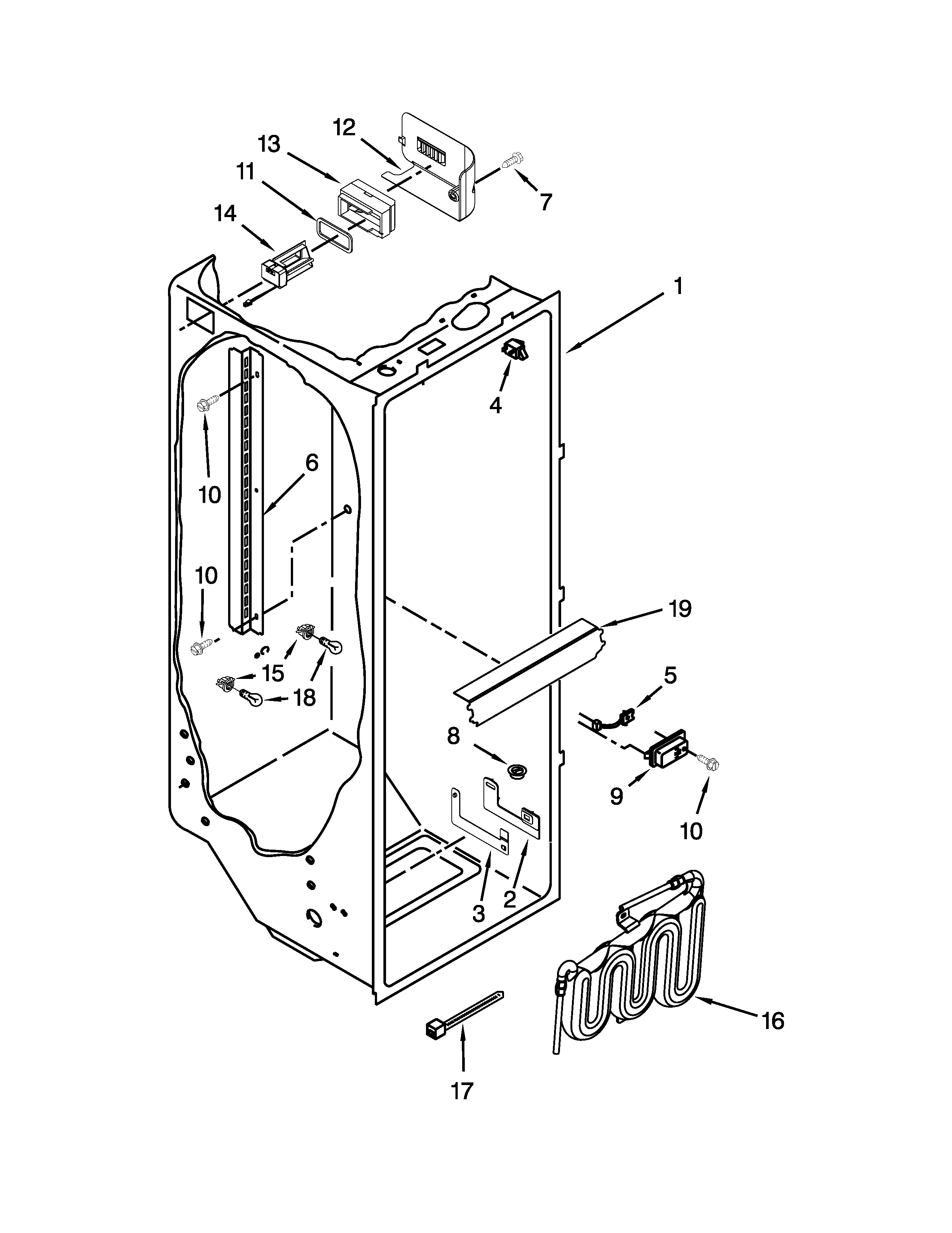 Whirlpool GC3SHAXVS00 refrigerator liner parts diagram