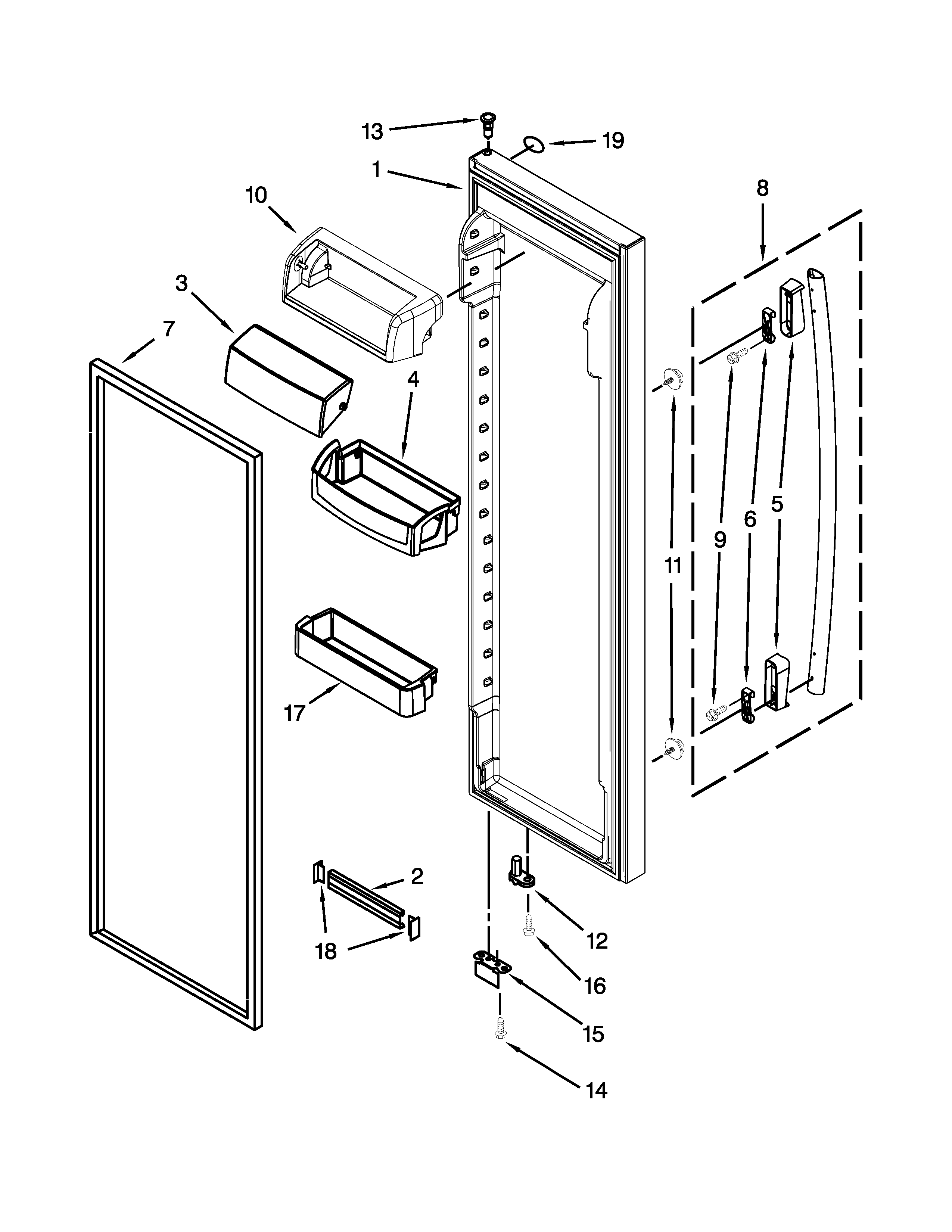 Whirlpool GC3SHAXVS00 refrigerator door parts diagram