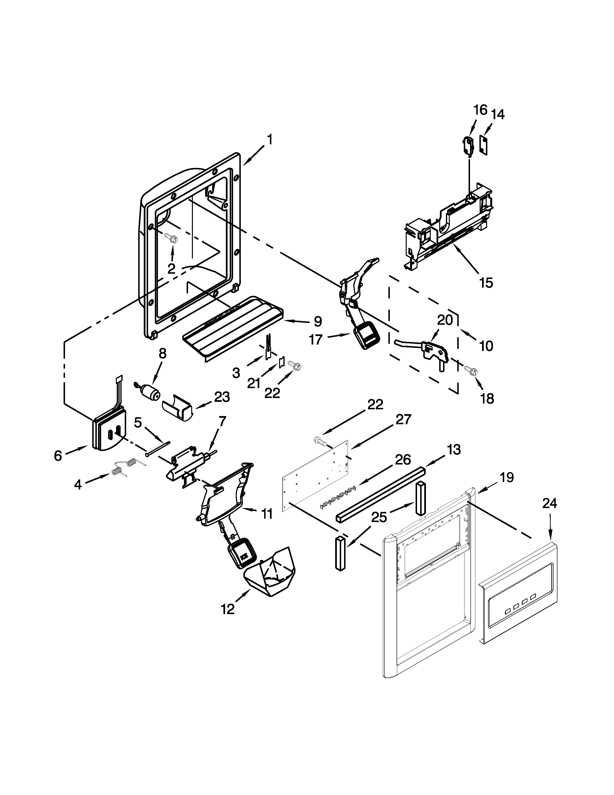 Whirlpool GC3SHAXVS00 dispenser parts diagram