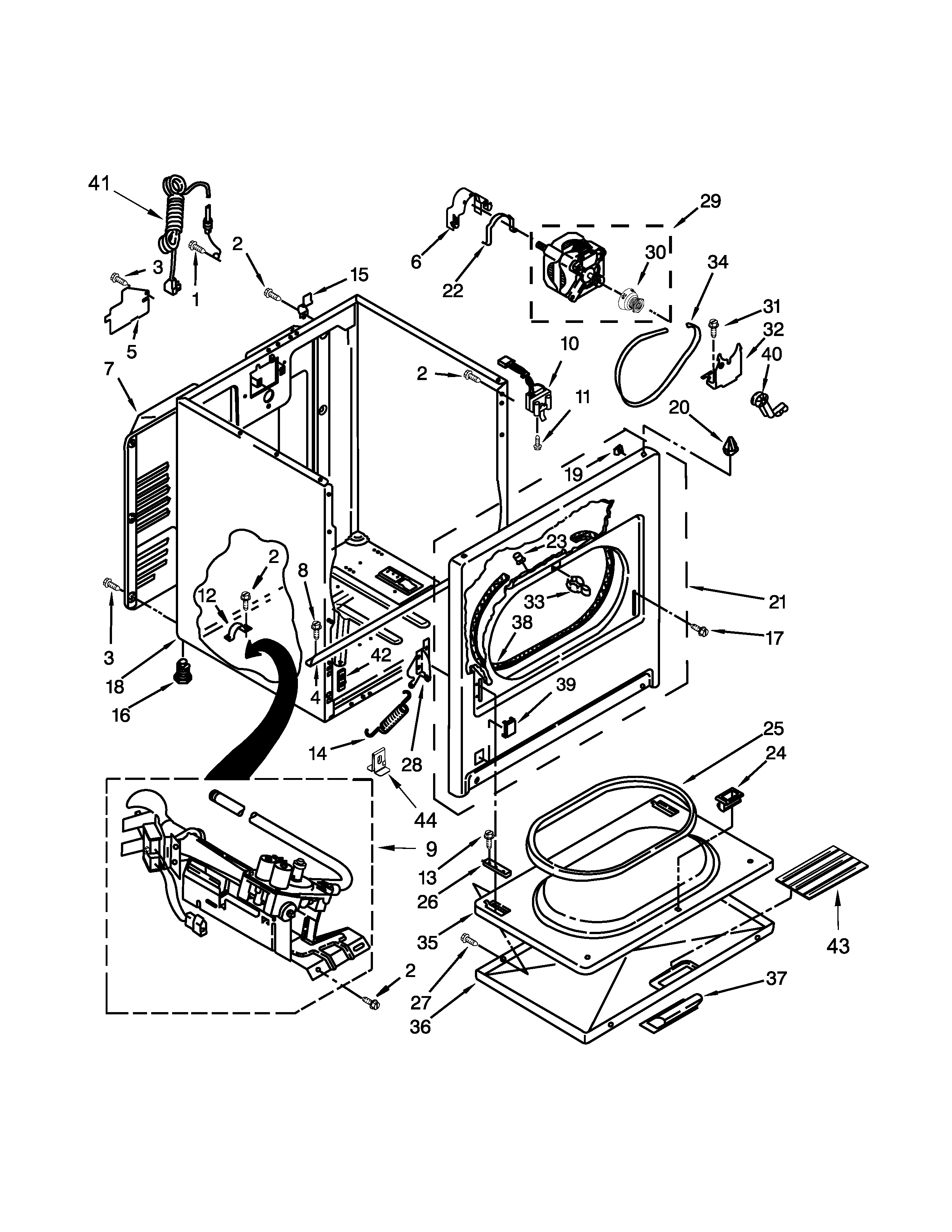 Whirlpool 7MWGD1800DM0 cabinet parts diagram