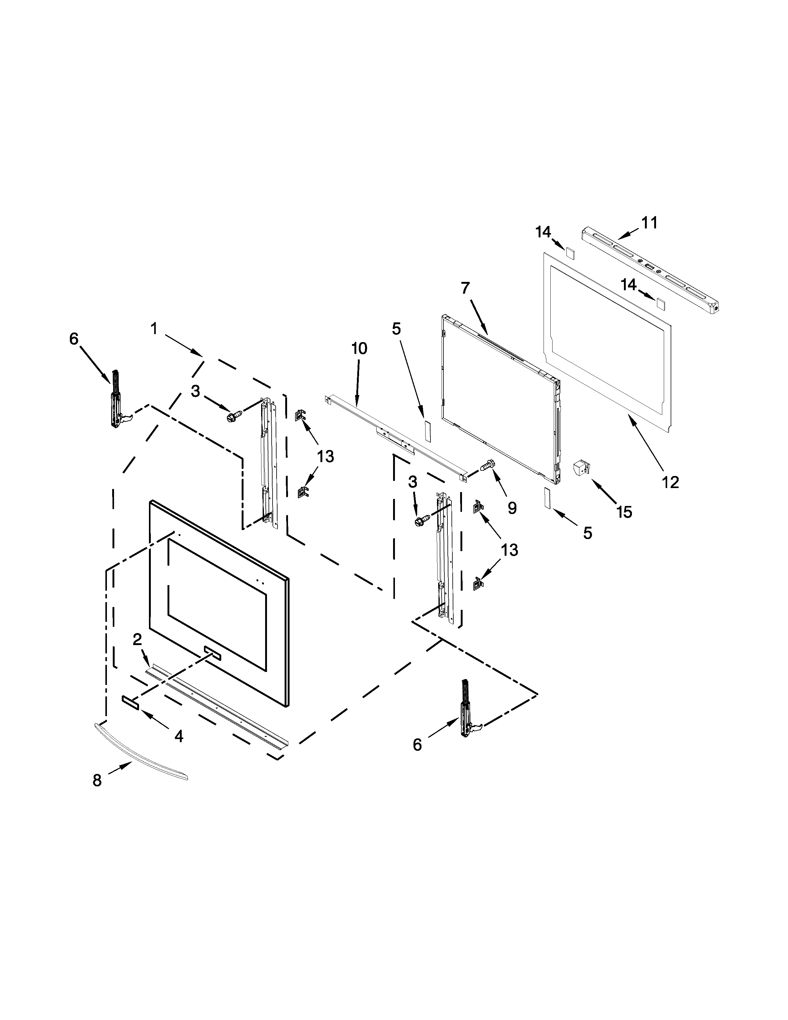 KitchenAid KEBS207BSS01 lower oven door parts diagram