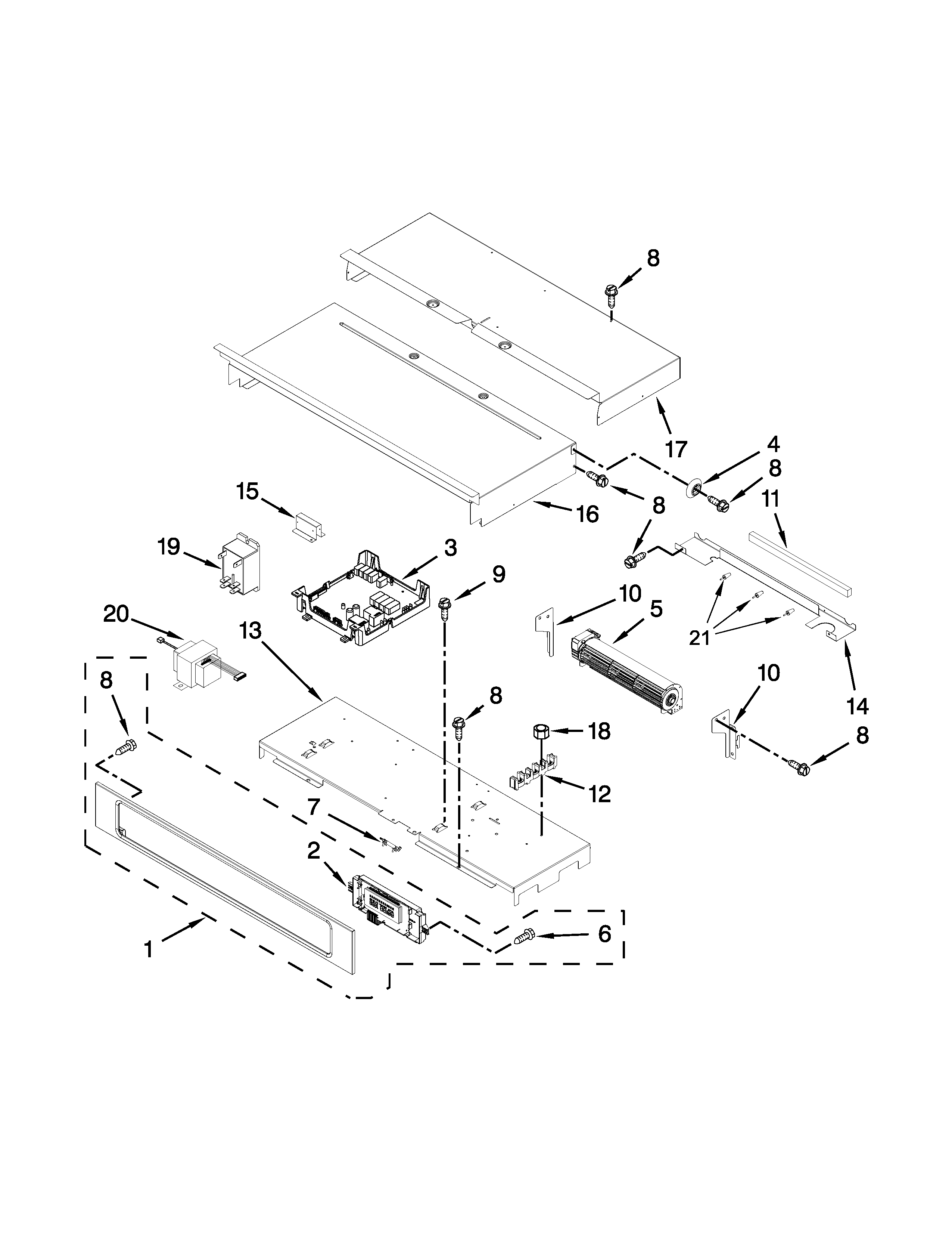 KitchenAid KEBS207BSS01 control panel parts diagram