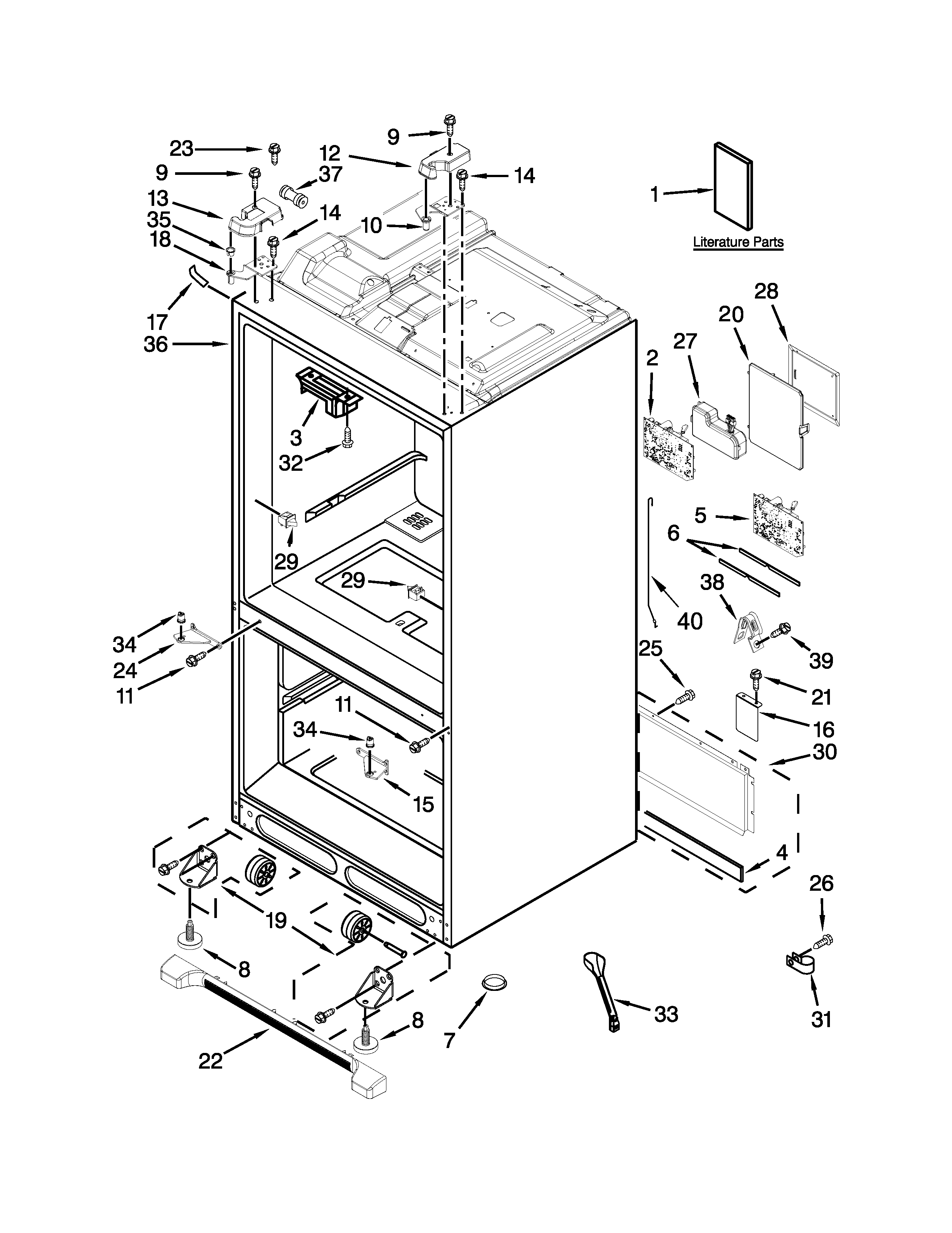 Maytag MFT2976AEB01 cabinet parts diagram