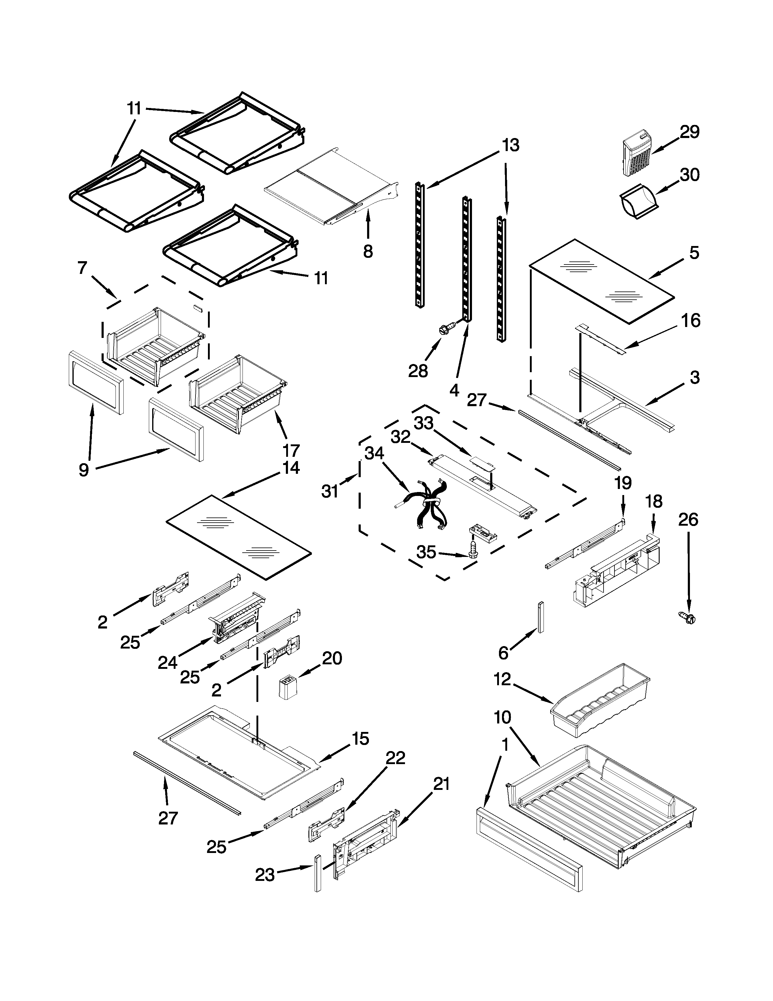 Maytag MFT2976AEB01 shelf parts diagram