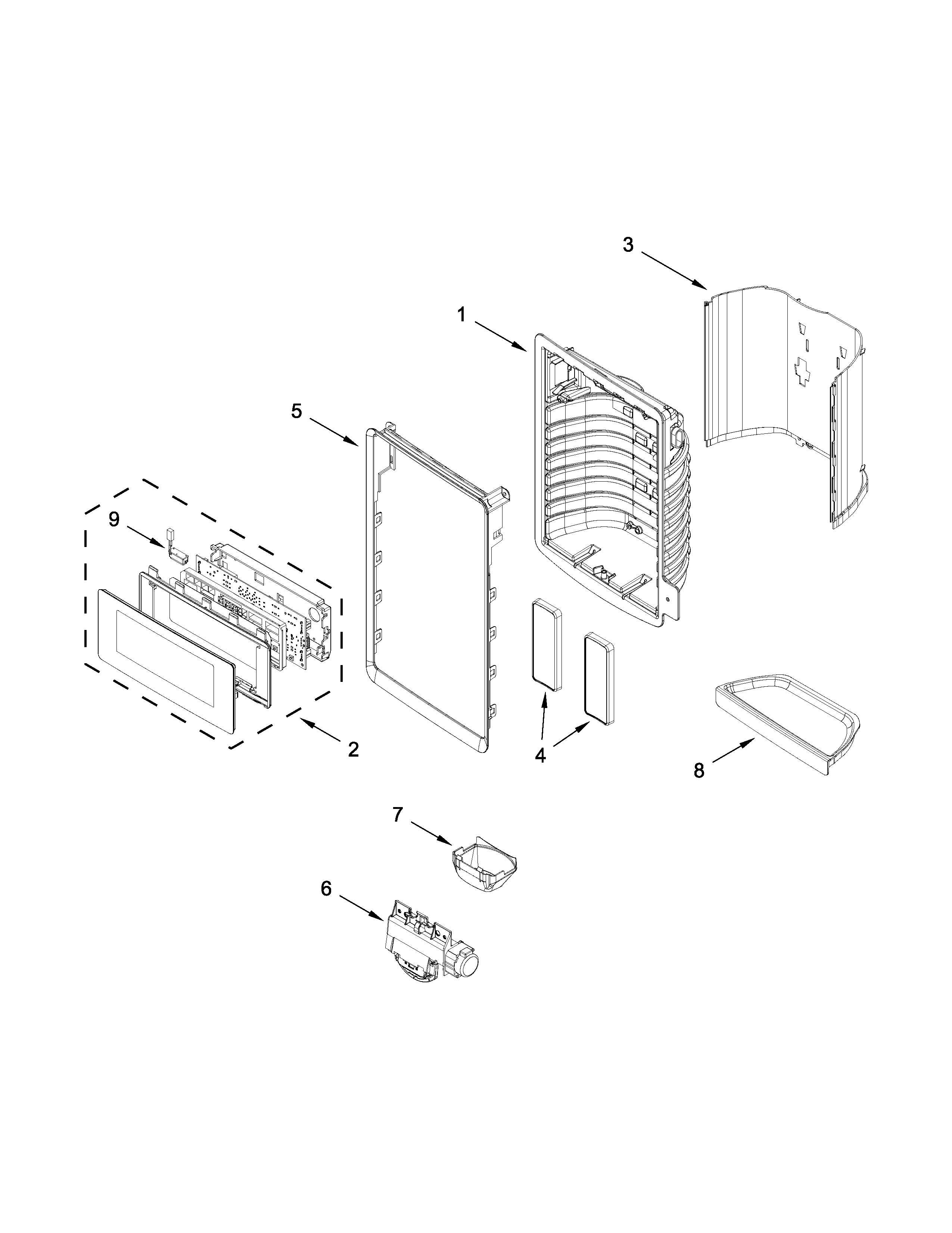 Maytag MFT2976AEB01 dispenser front parts diagram