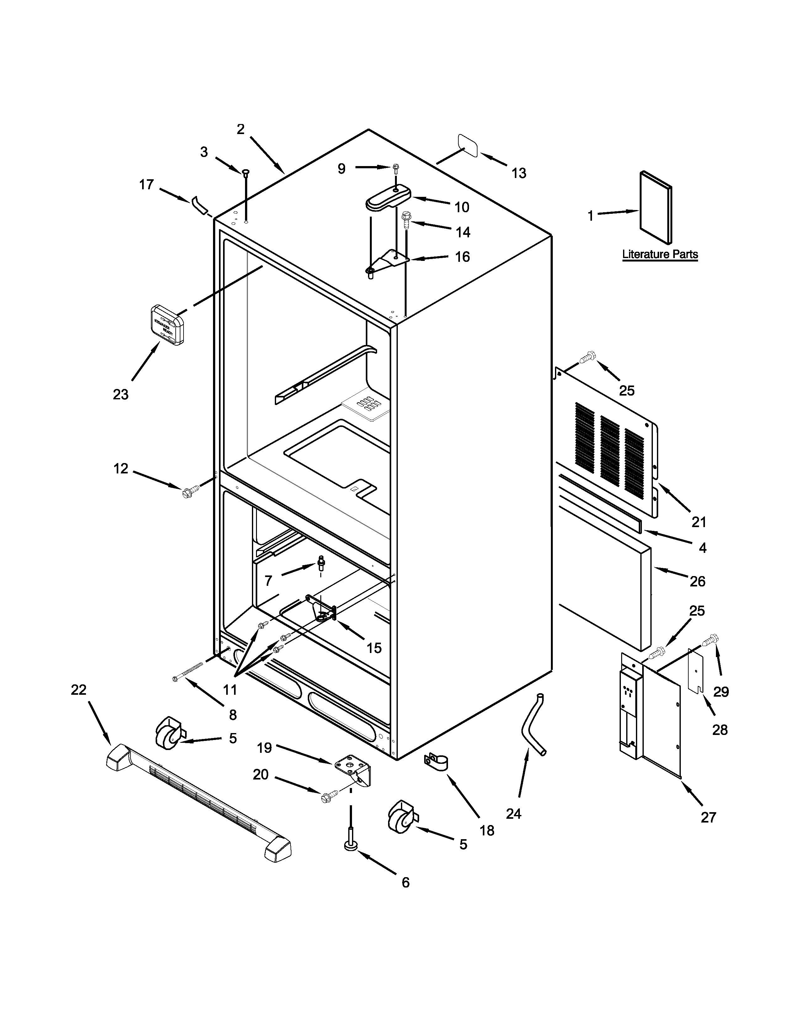 KitchenAid KBRS22KTBL01 cabinet parts diagram