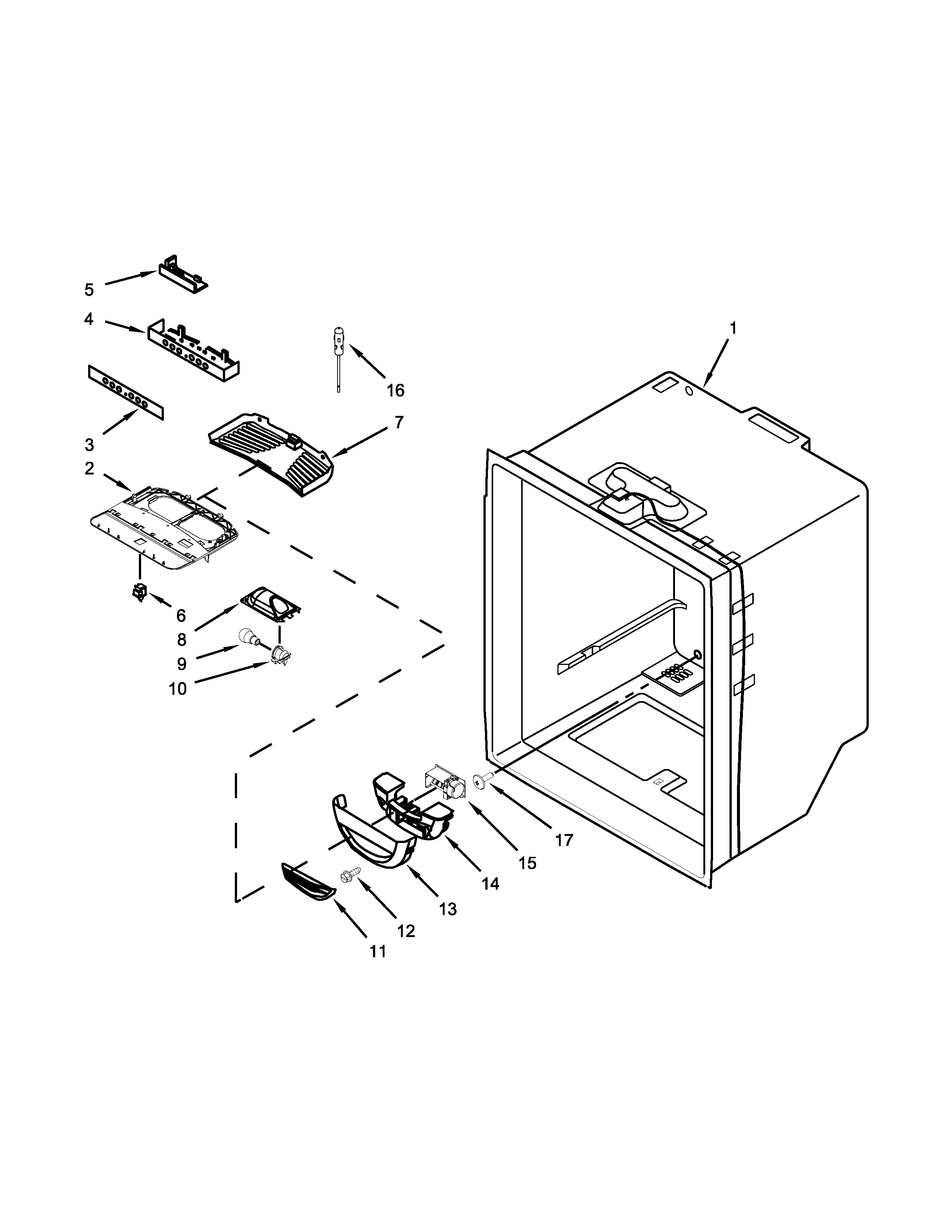 KitchenAid KBRS22KTBL01 refrigerator liner parts diagram