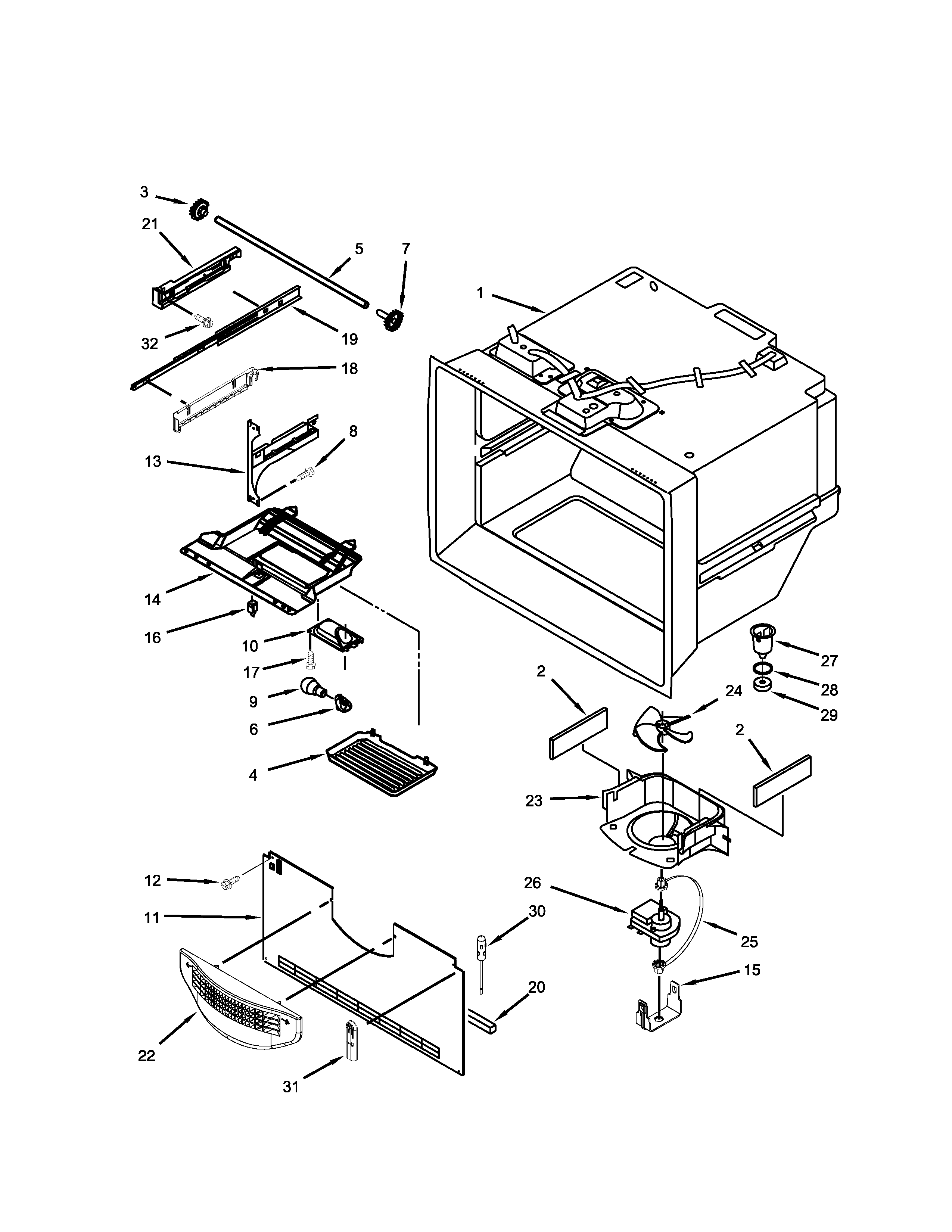 KitchenAid KBRS22KTBL01 freezer liner parts diagram