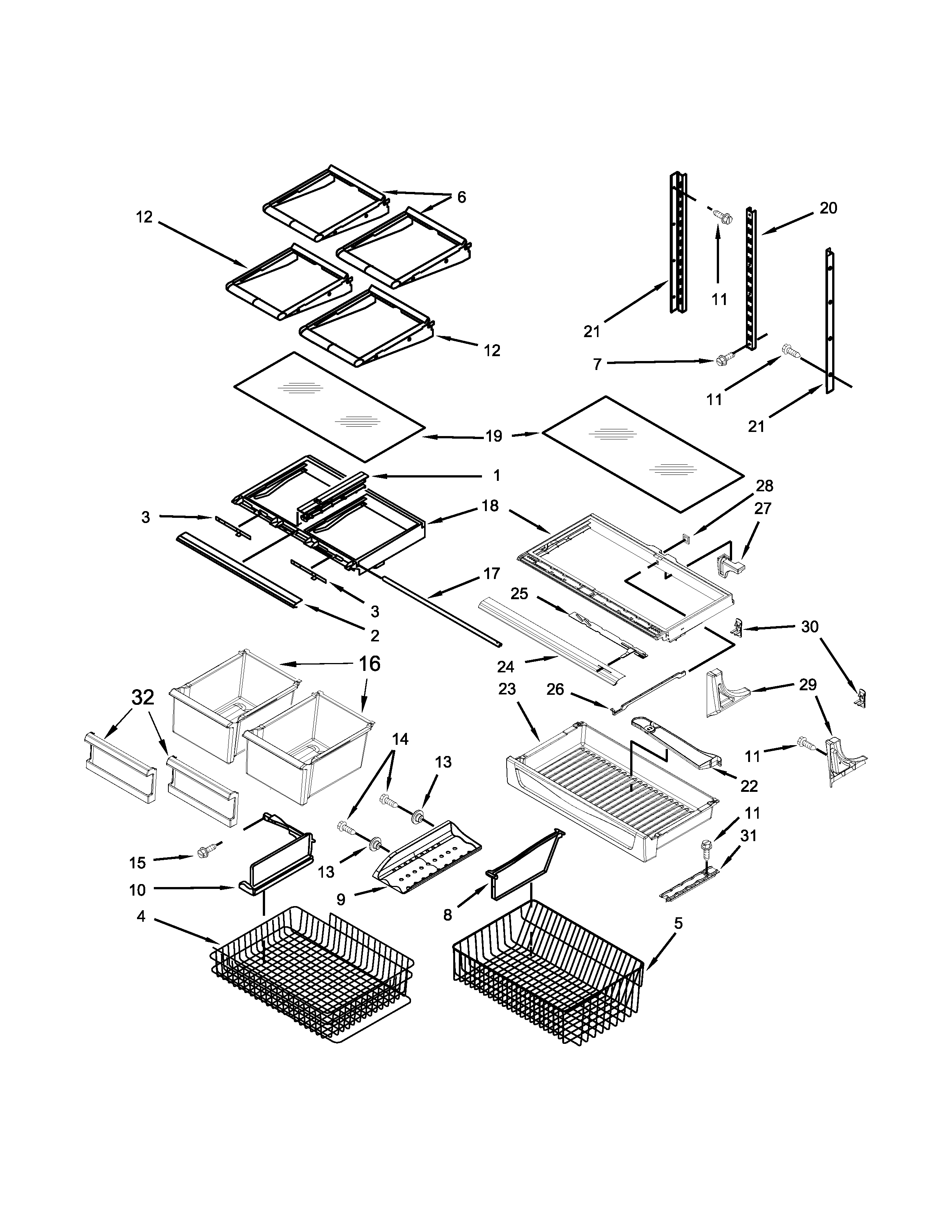 KitchenAid KBRS22KTBL01 shelf parts diagram