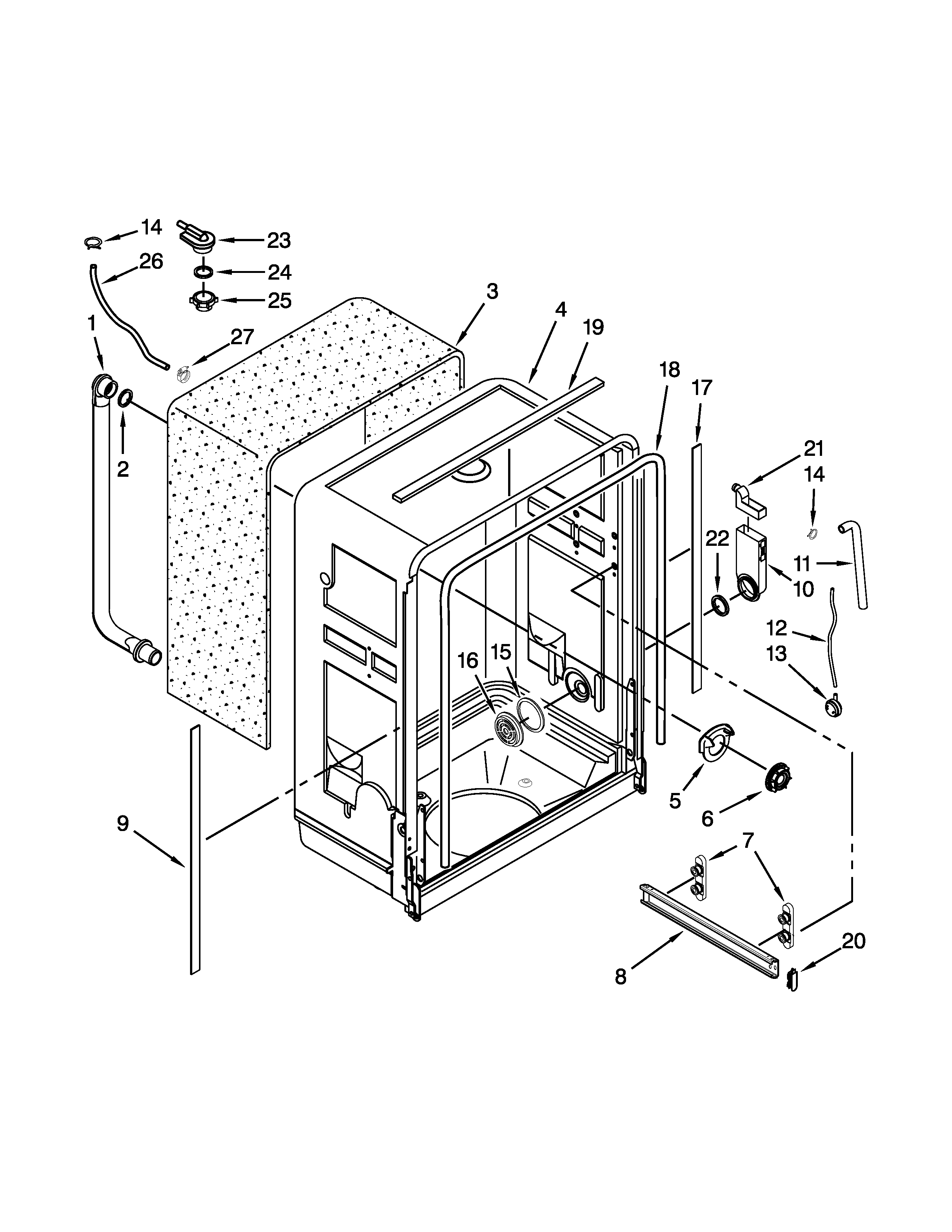 Whirlpool GU3100XTVB0 tub parts diagram
