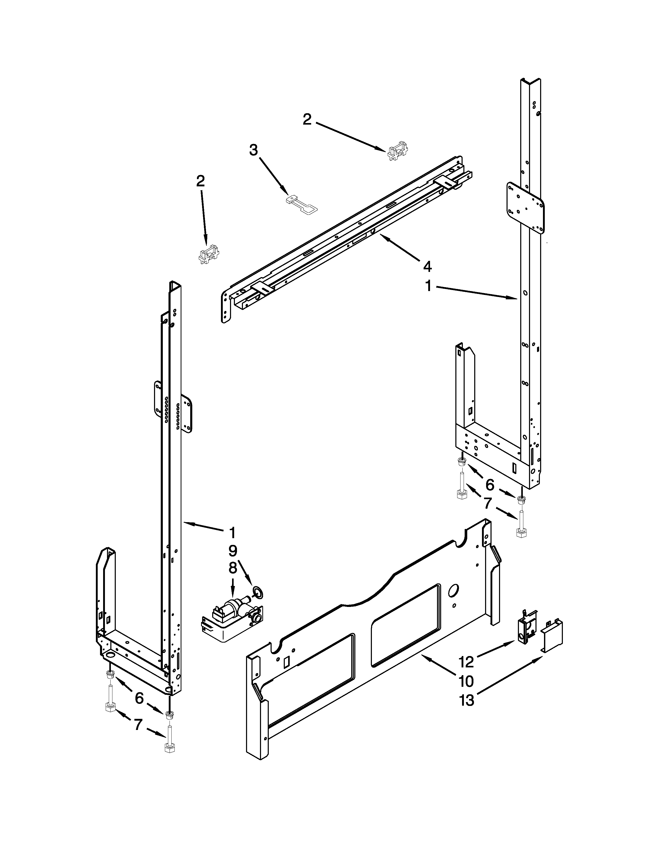 Whirlpool GU3100XTVB0 frame parts diagram