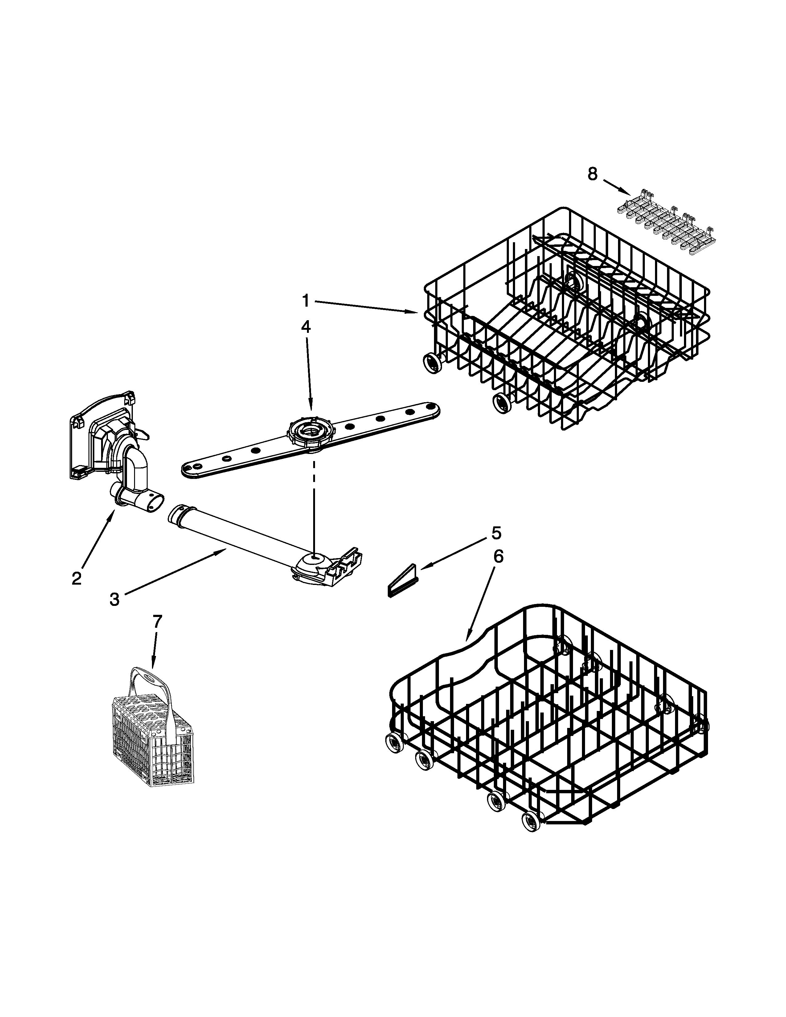 Whirlpool GU3100XTVB0 dishrack parts diagram