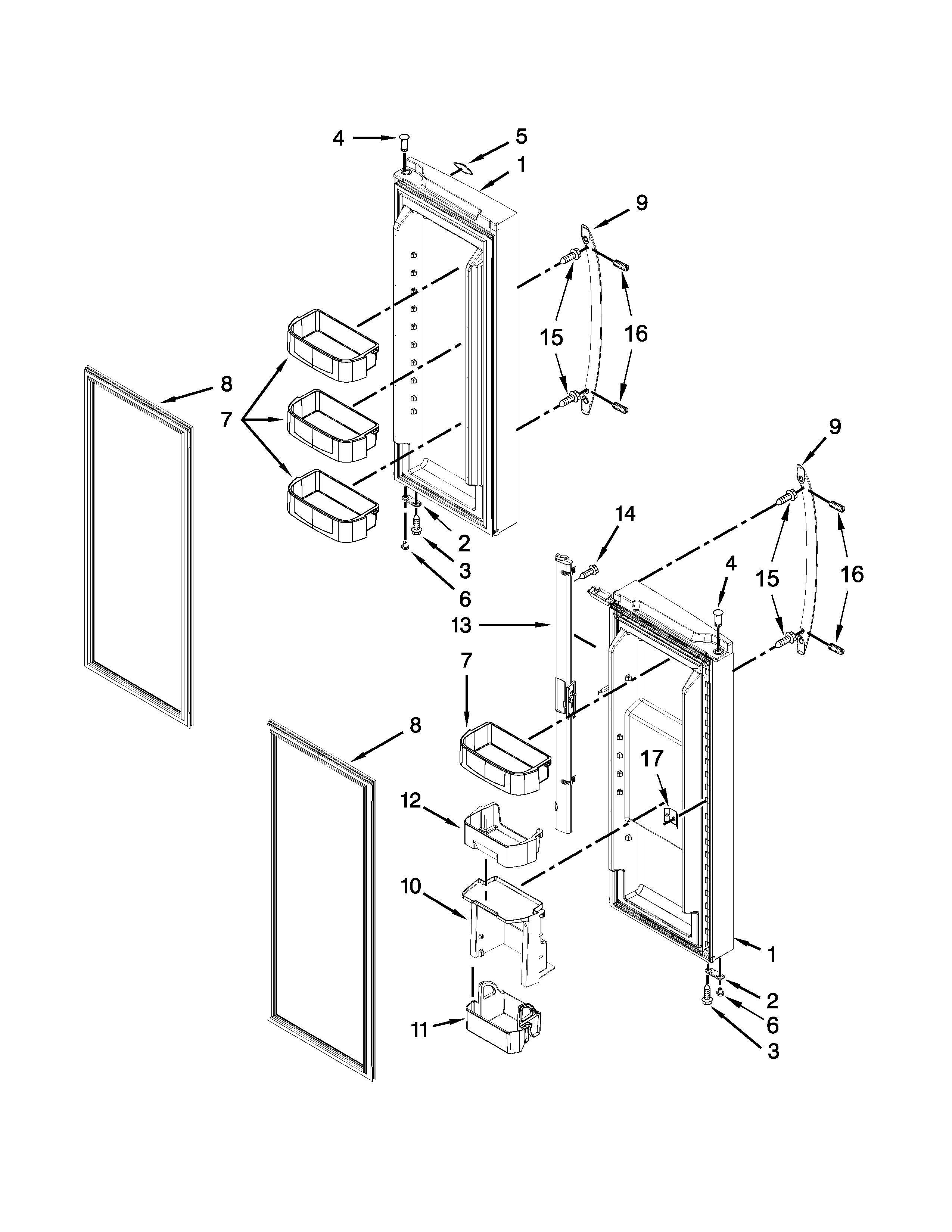 Whirlpool WRF560SMYM02 refrigerator door parts diagram