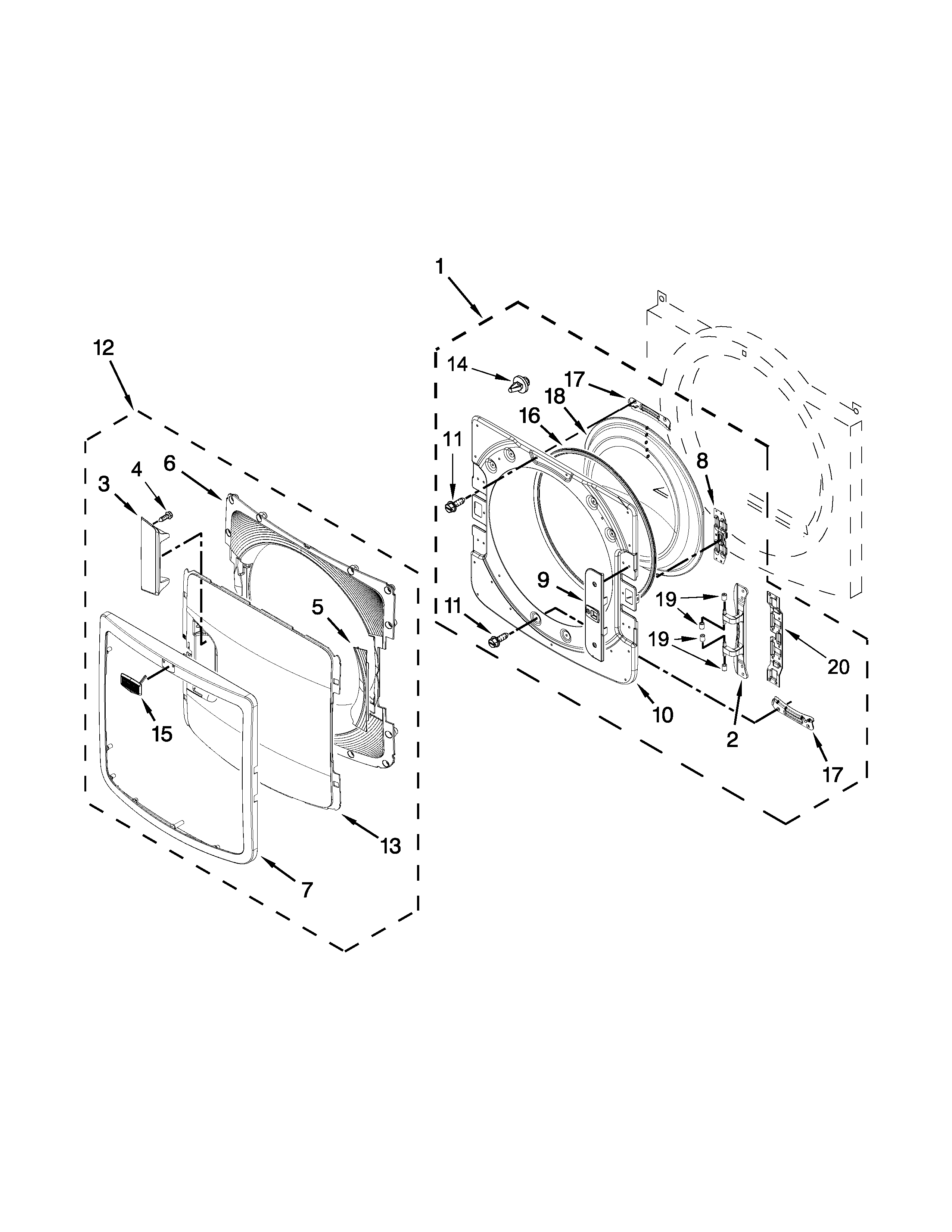 Maytag MGD6000XW0 door parts diagram