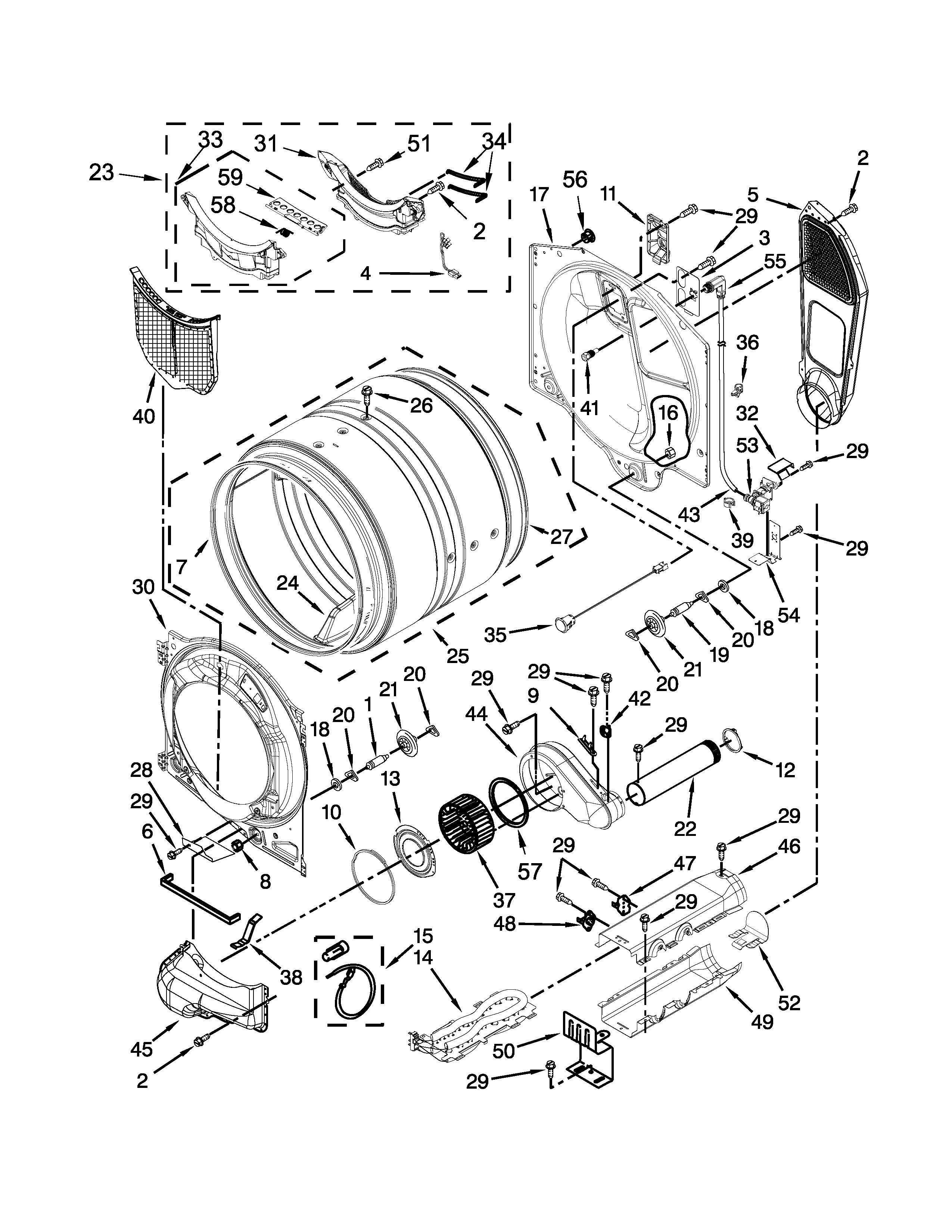 Maytag YMED6000XR0 bulkhead parts diagram