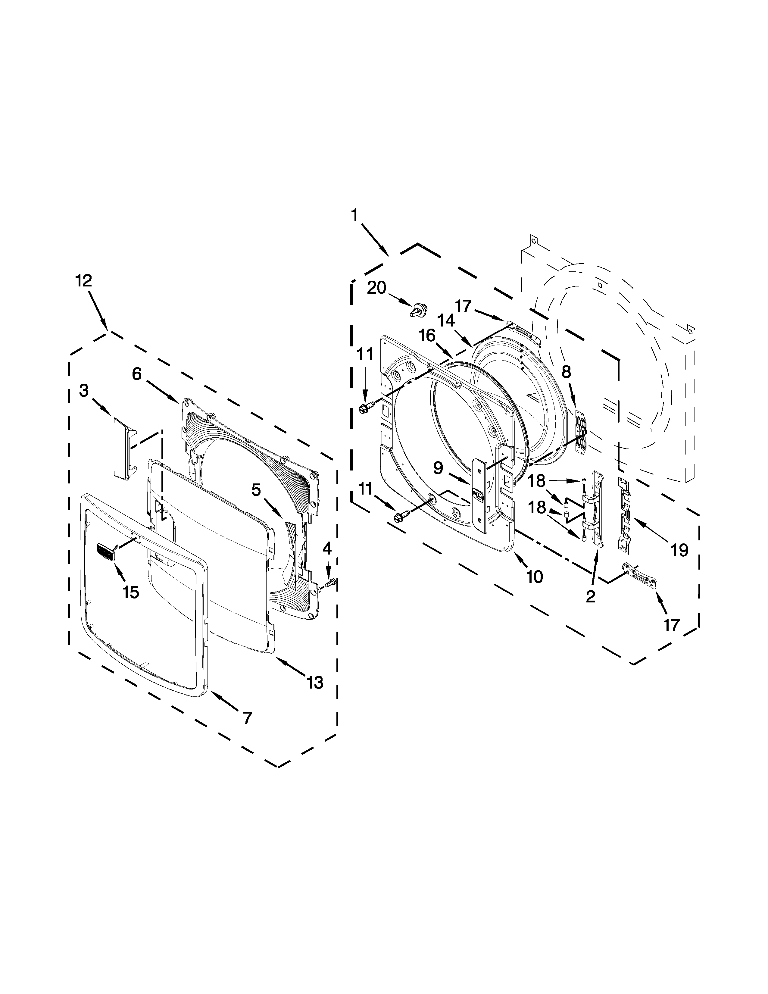 Maytag YMED6000XR0 door parts diagram