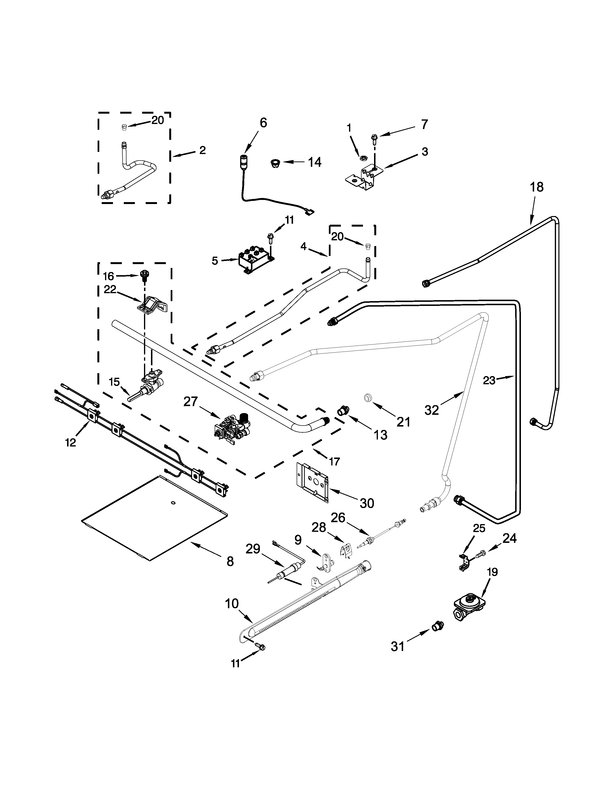 Amana AGR3130BAW0 manifold parts diagram