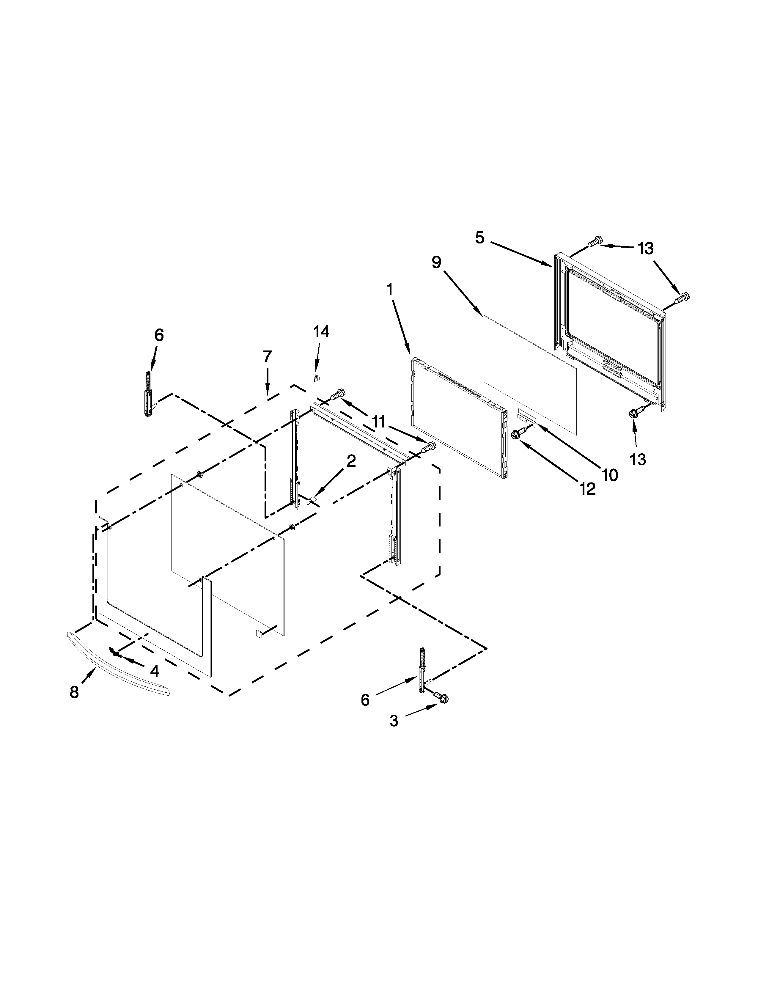 Whirlpool WOC54EC0AB01 oven door parts diagram