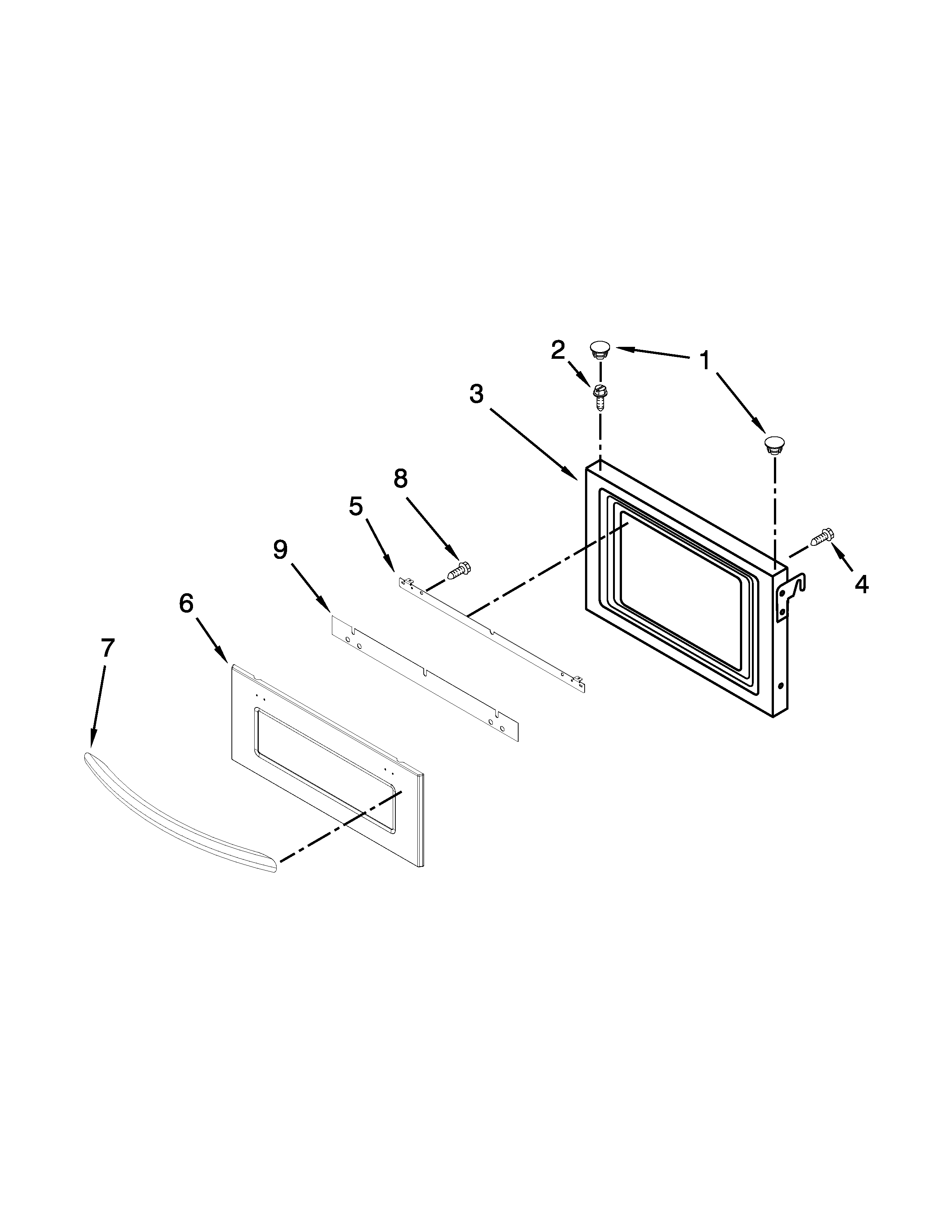 Whirlpool WOC54EC0AB01 microwave door parts diagram