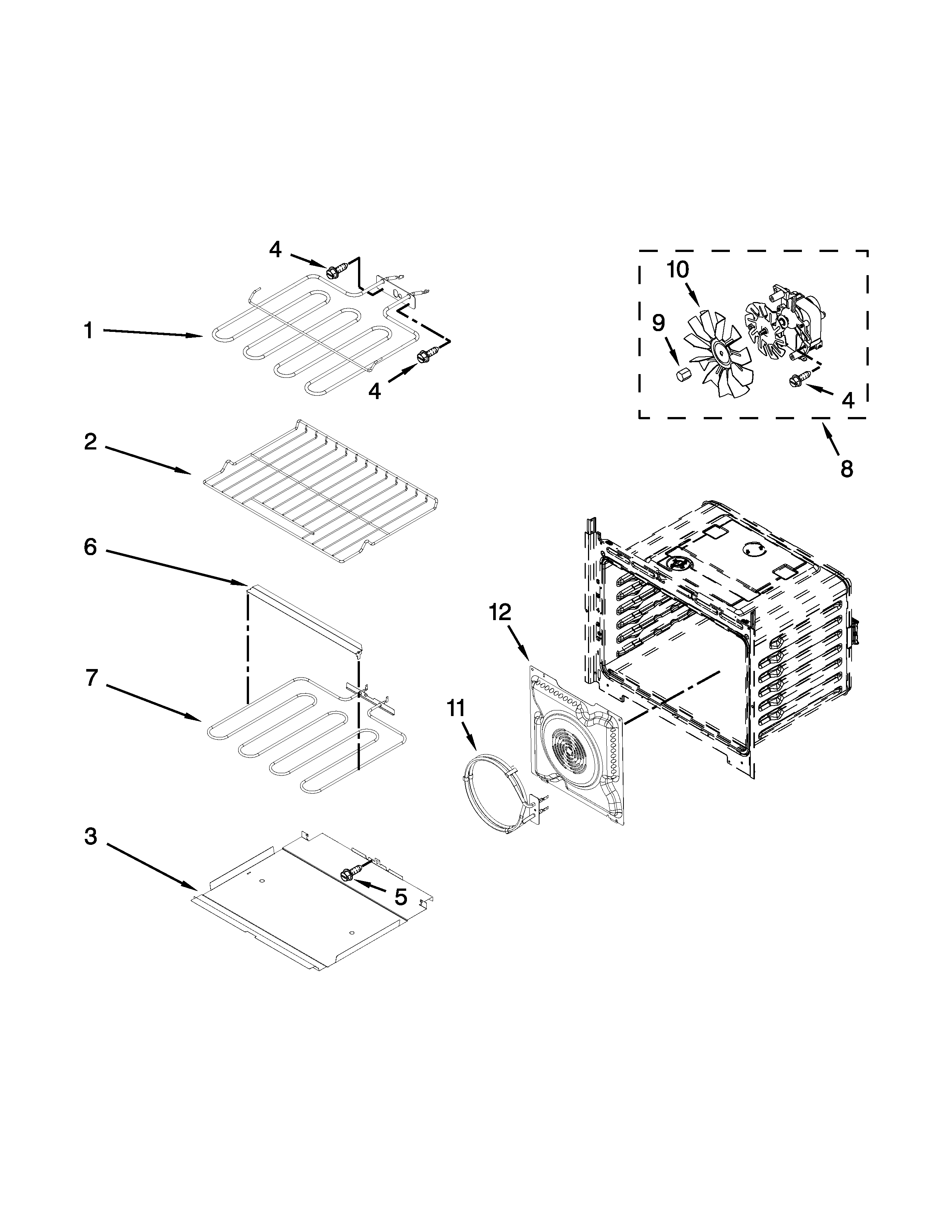 Whirlpool WOC95EC0AB01 internal oven parts diagram
