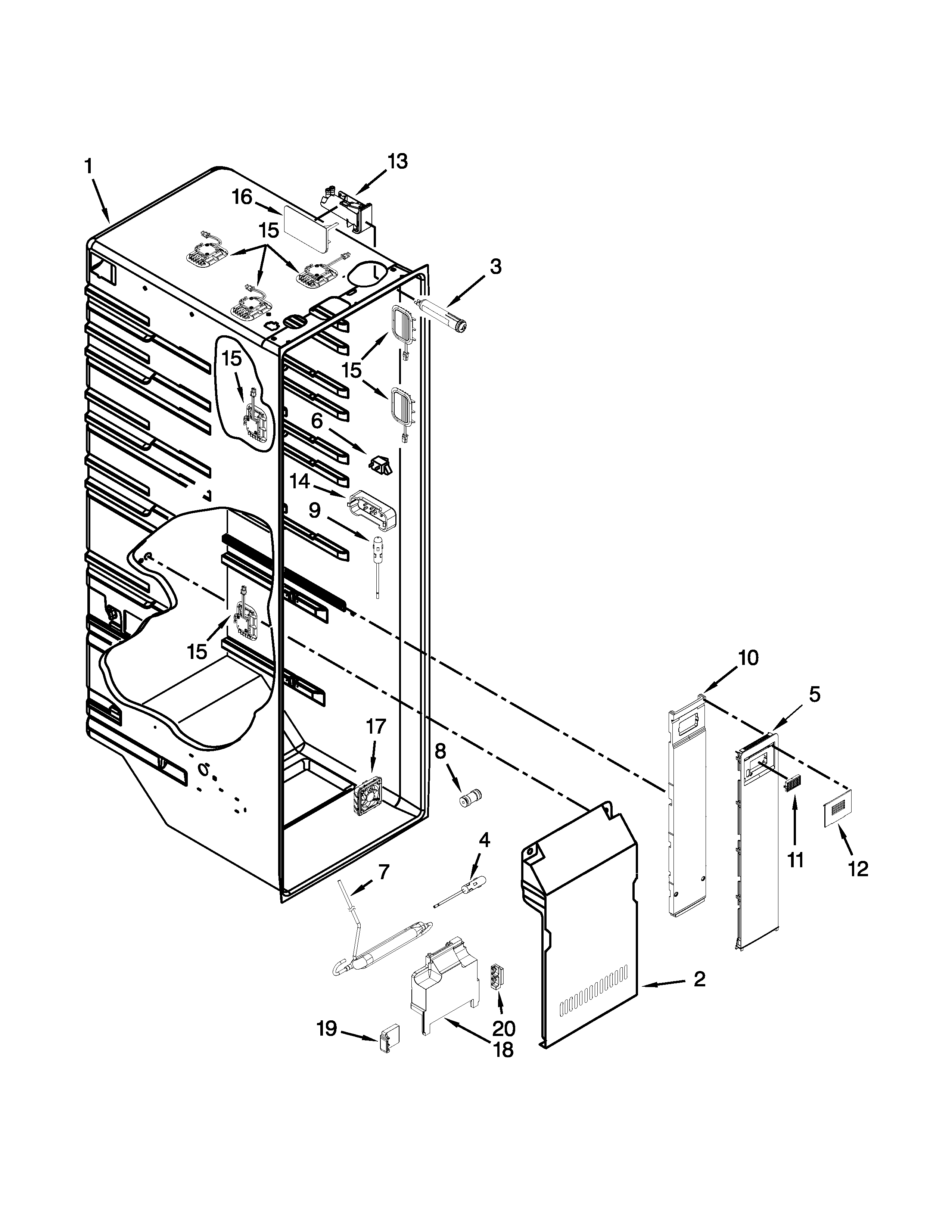 Jenn-Air JSC24C8EAM00 refrigerator liner parts diagram