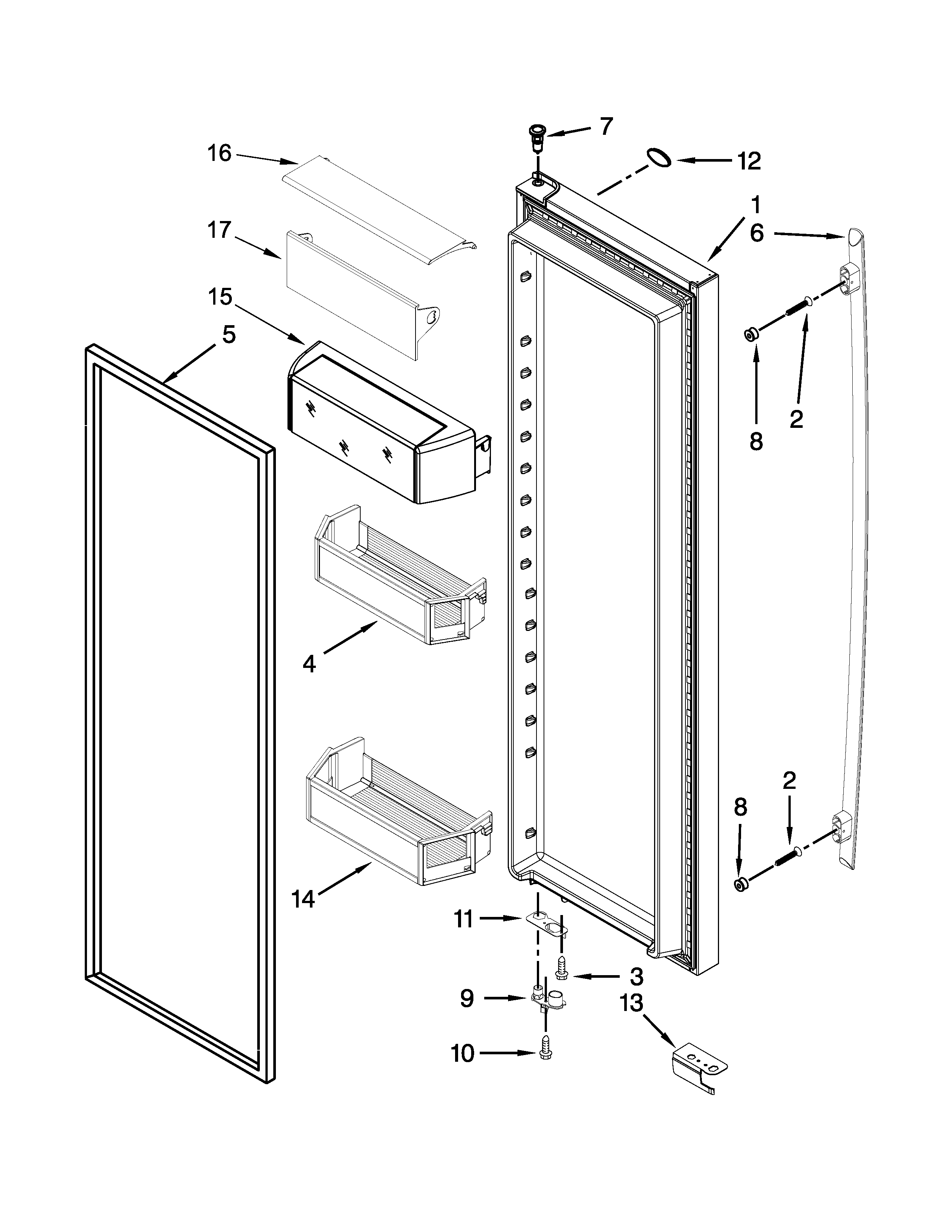 Jenn-Air JSC24C8EAM00 refrigerator door parts diagram