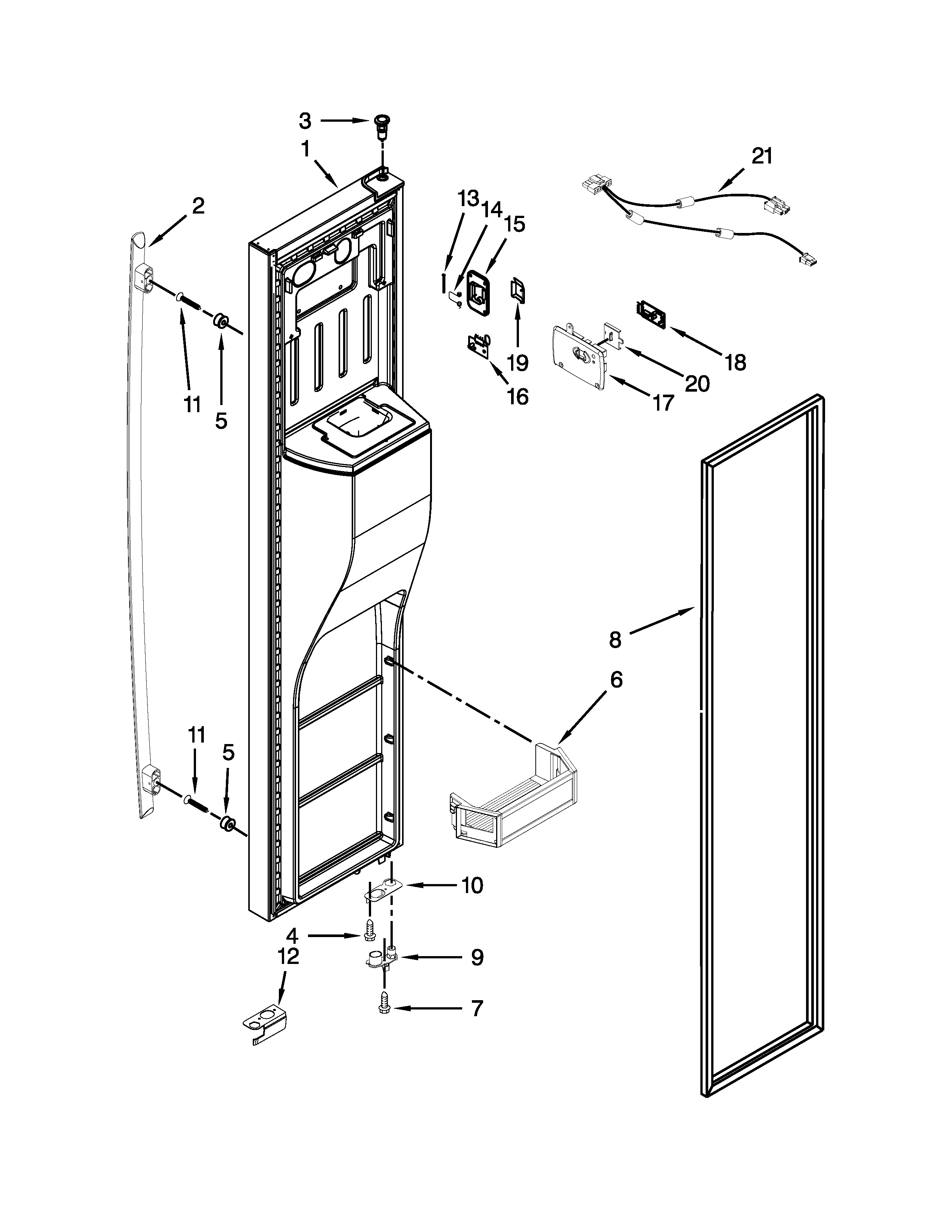 Jenn-Air JSC24C8EAM00 freezer door parts diagram