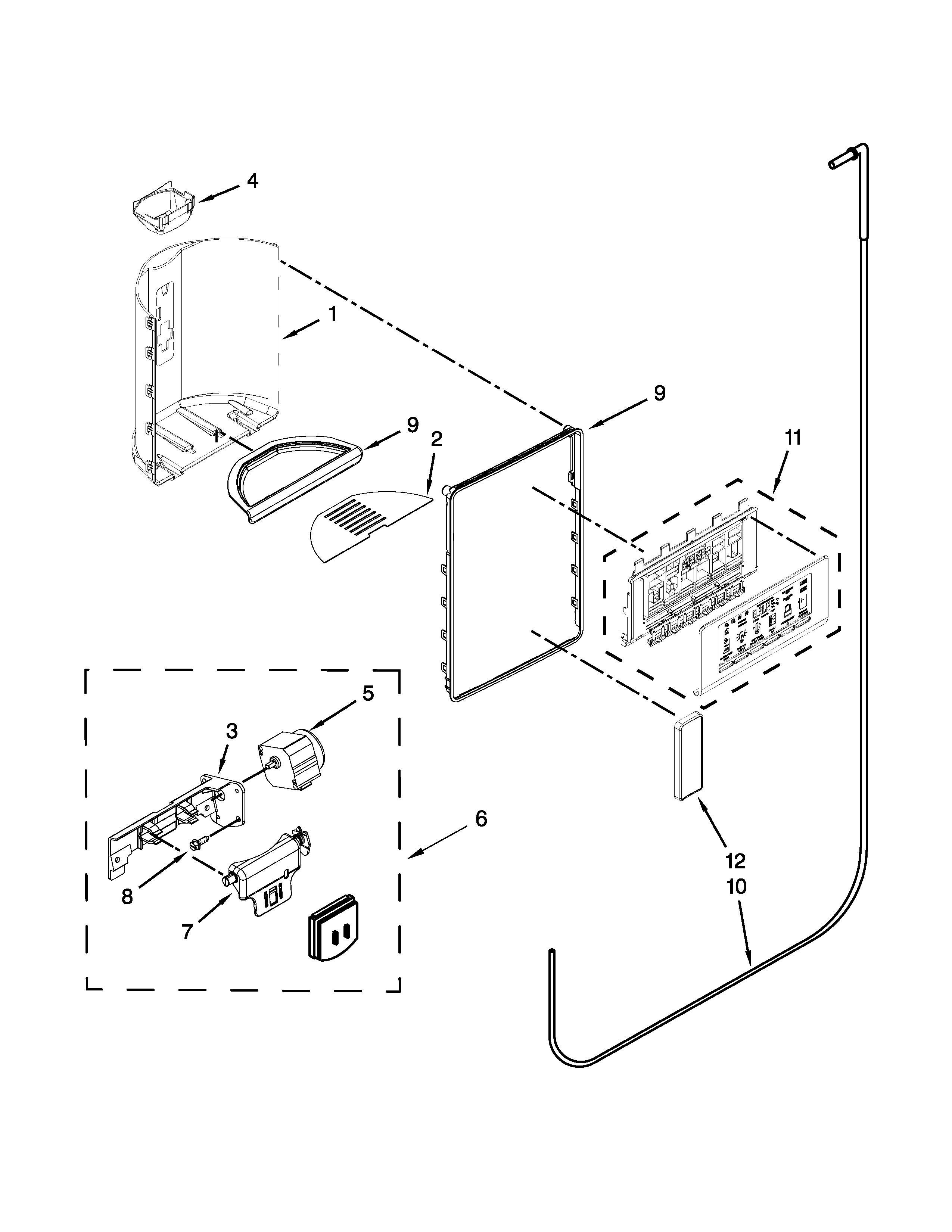 Jenn-Air JSC24C8EAM00 dispenser parts diagram