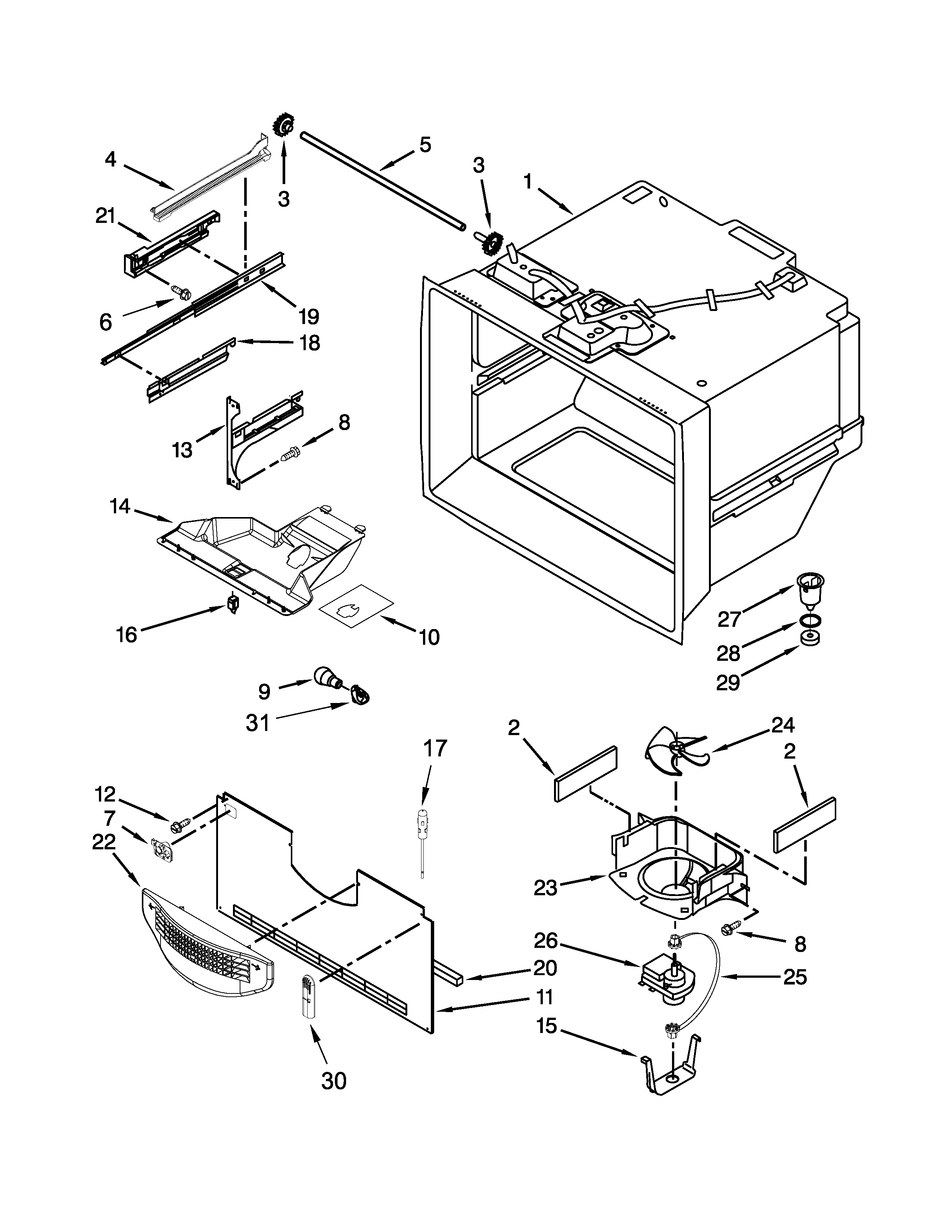 Maytag MBB1957DEH00 freezer liner parts diagram